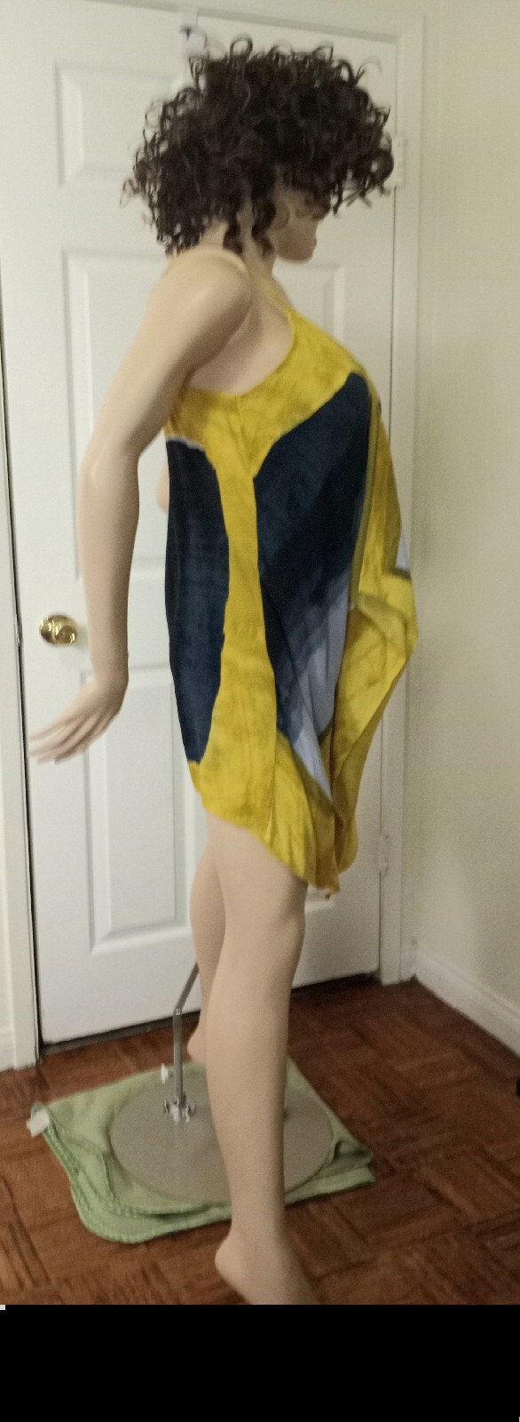 RACHEL Rachel Roy YELLOW, BLACK , GRAY, WHITE SUMMERTIME SLEEVELESS DRESS LARGE