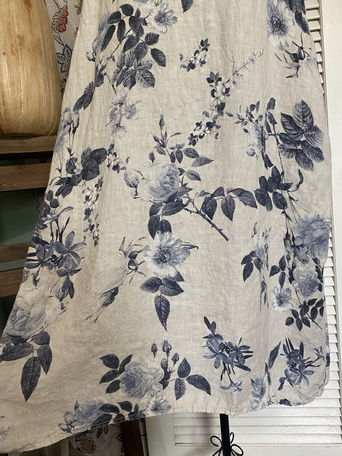 Lingo L’Arno 100% Linen Shift Dress Coastal Lagenlook Floral Made In Italy 2X