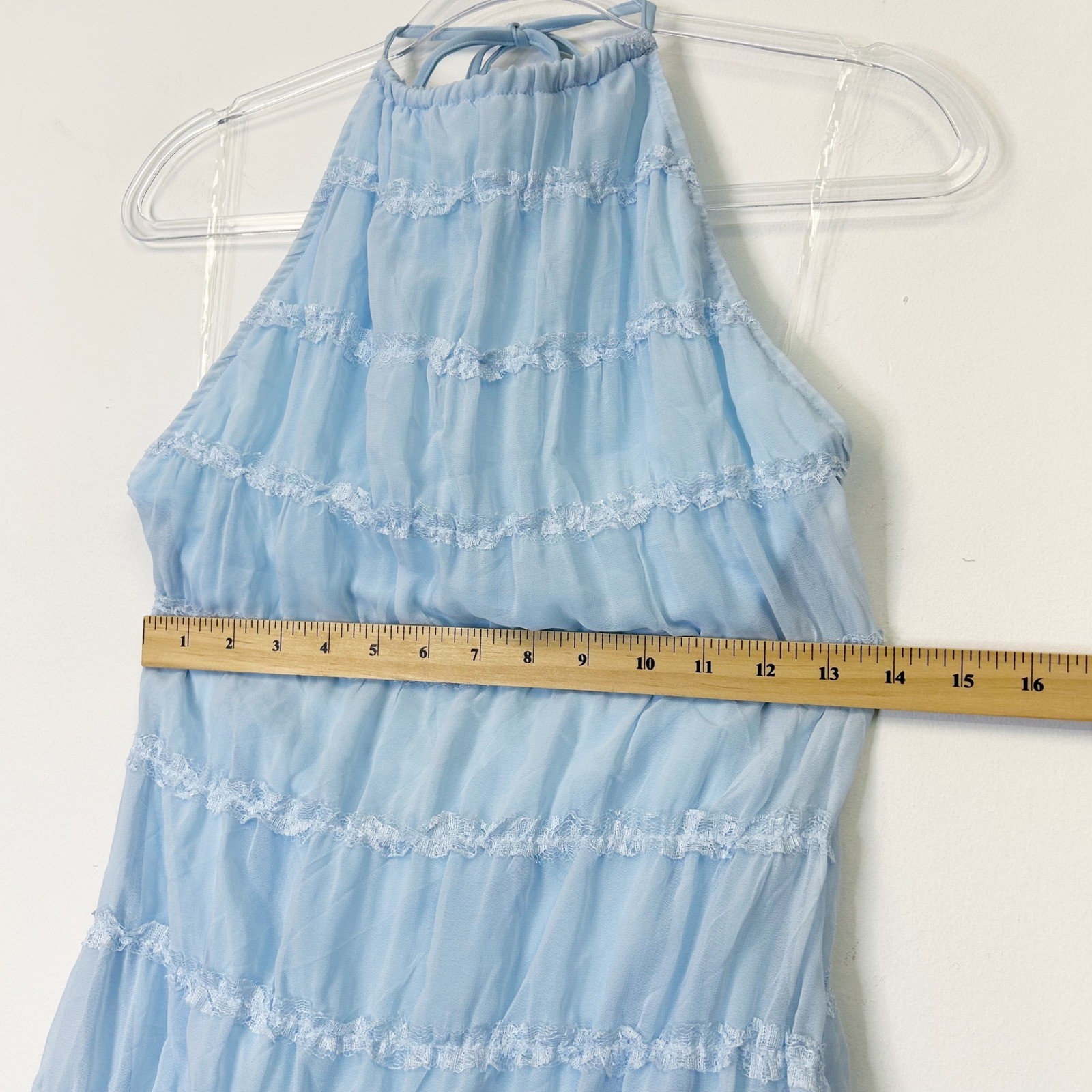 NEW Peppermayo Aullie Halter Neck Mini Dress Women’s 4 Small Baby Blue Open Back