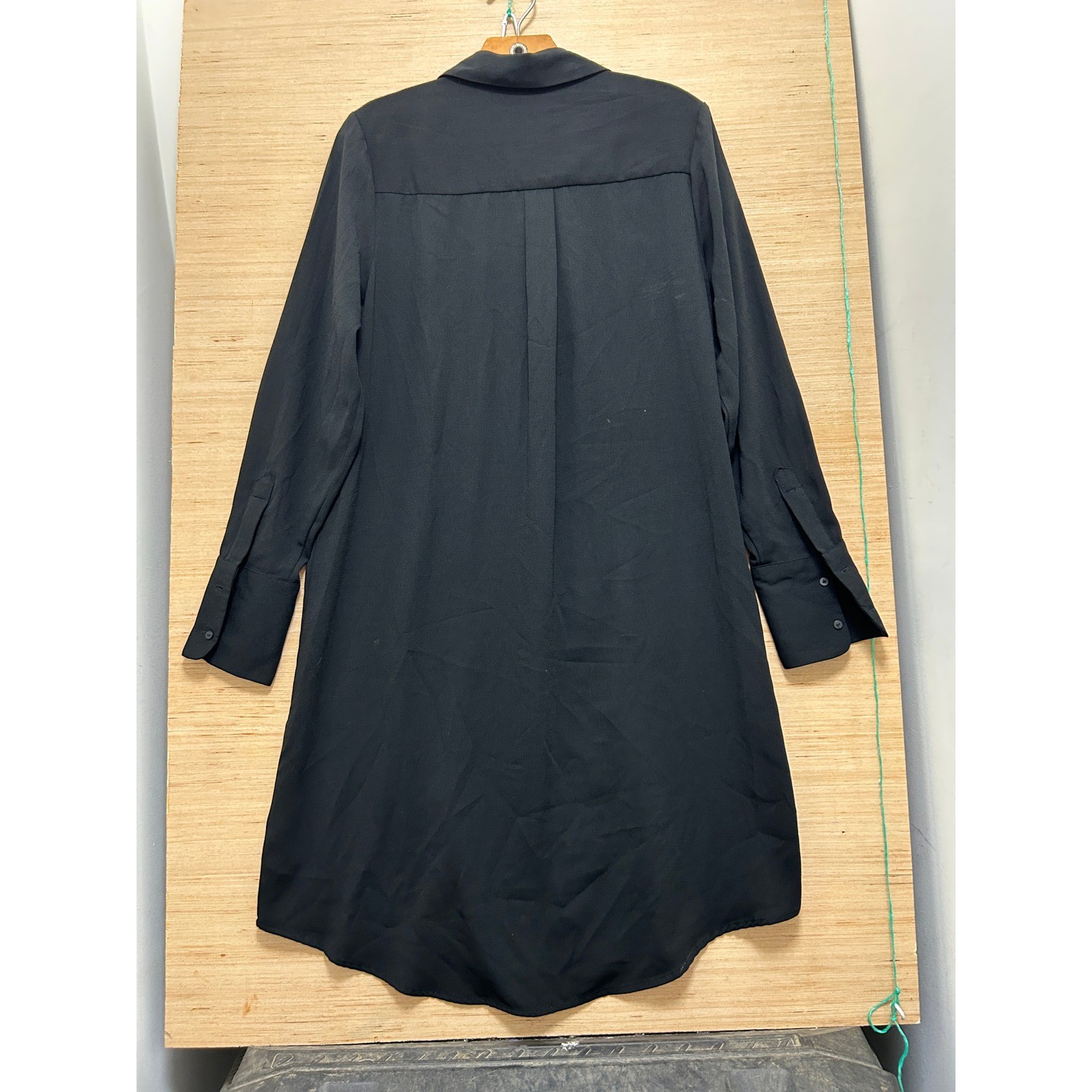 Prologue Mens Black Long Sleeve Hidden Button Down Shirt Dress Size Medium