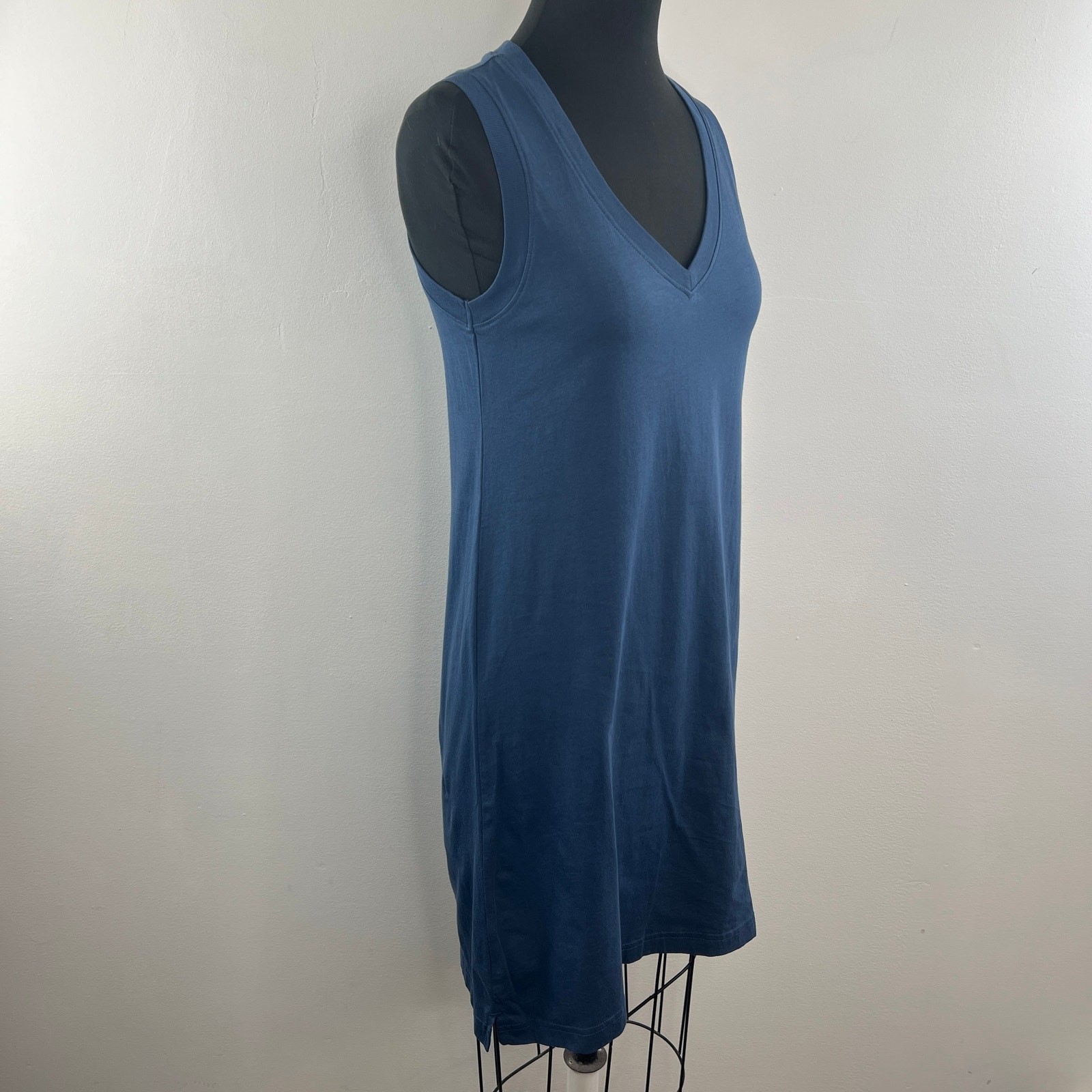 PACT Blue Mini Dress Cotton V-Neck Sleeveless Pullover Slip On Size X-Small XS
