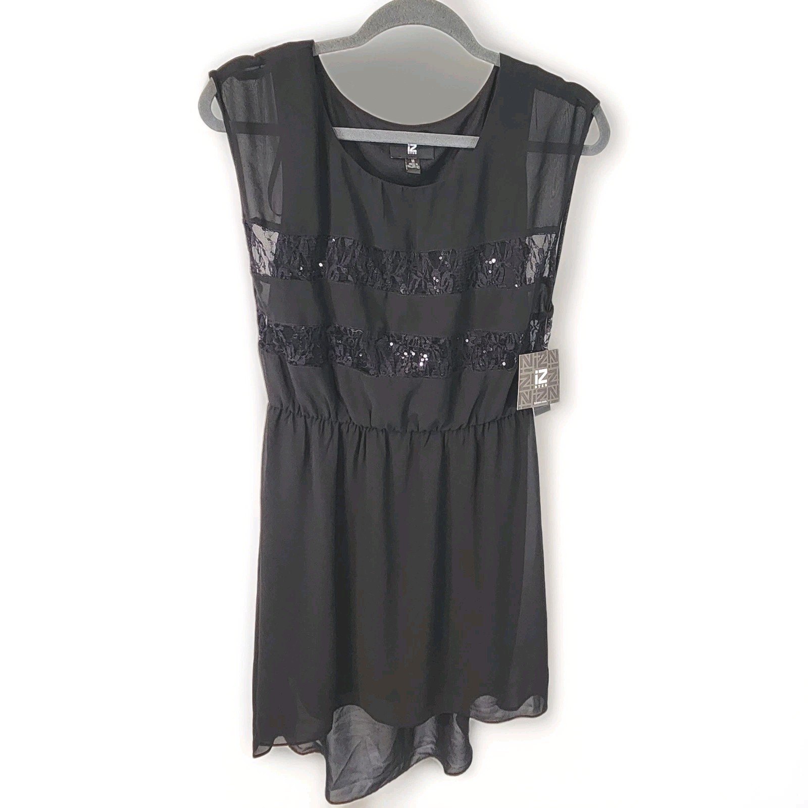Iz Byer Womens Medium Black Flowy Party Cocktail Dress NWT $58