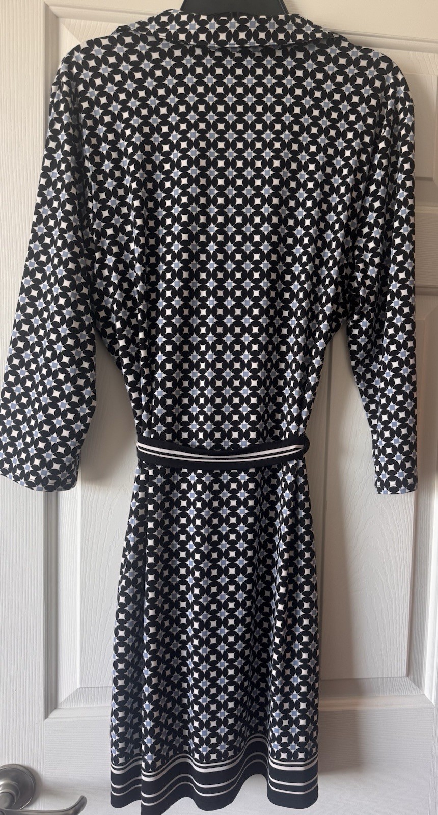 NWT Max Edition Women’s Blue White Black Geometric W/ Belt Stretch XL NEW