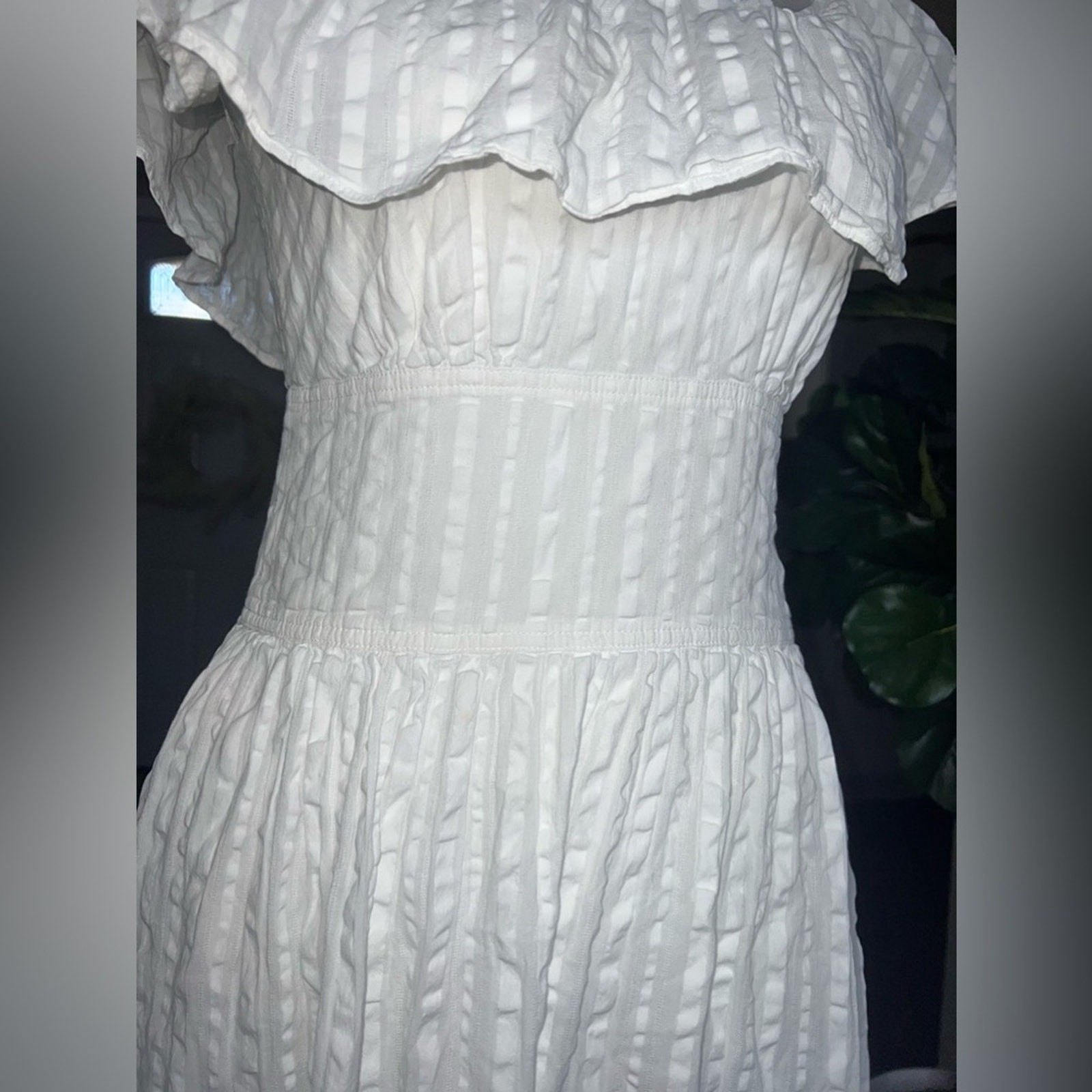 Tory Burch – White Ruffled Neckline Cotton Maxi Sundress Size 2
