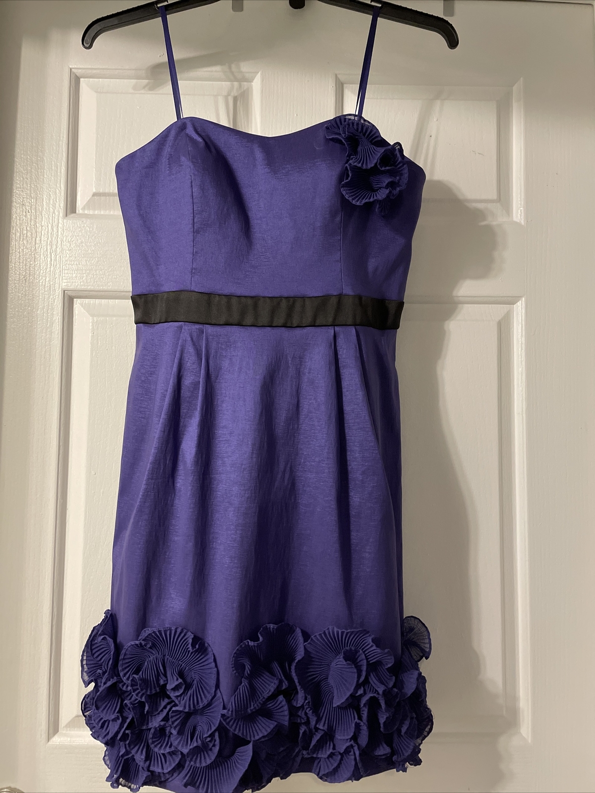 New w Tags MAX AND CLEO Dress Deep Blue / Purple Ruffled Cocktail/ Party 12