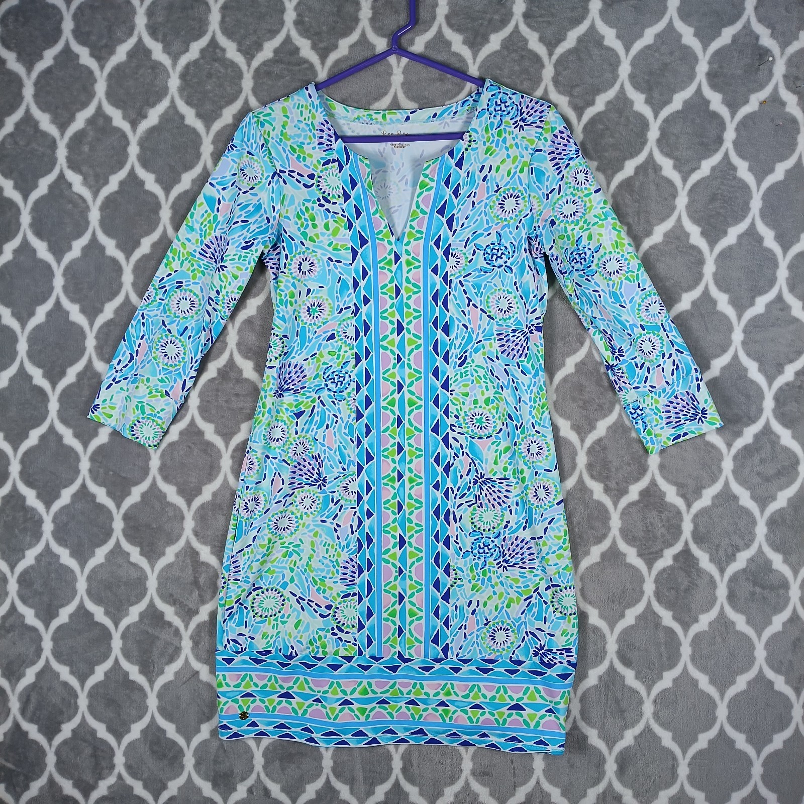 Lilly Pulitzer Dress Women Small Blue Green Nadine Chilly Lilly Beachy Tropical