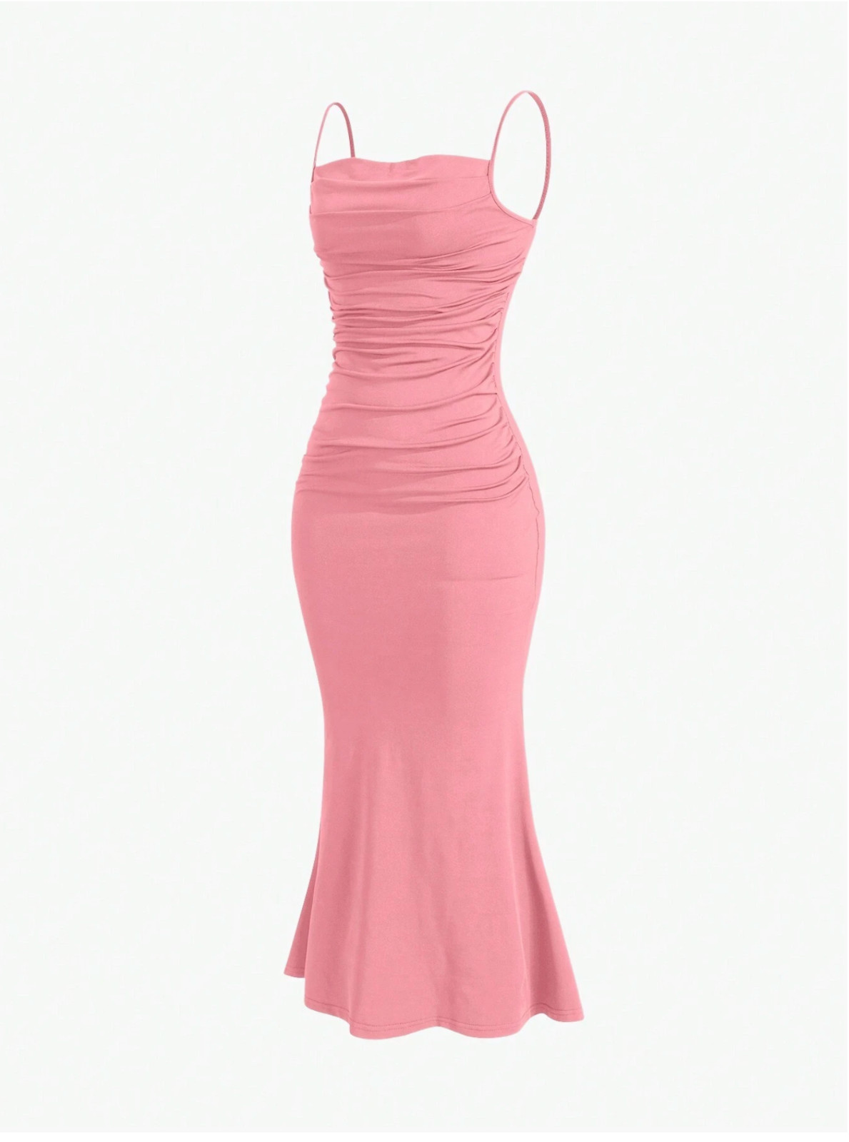 Pink MOD Solid Ruched Mermaid Hem Cami Dress Sz XS S M L