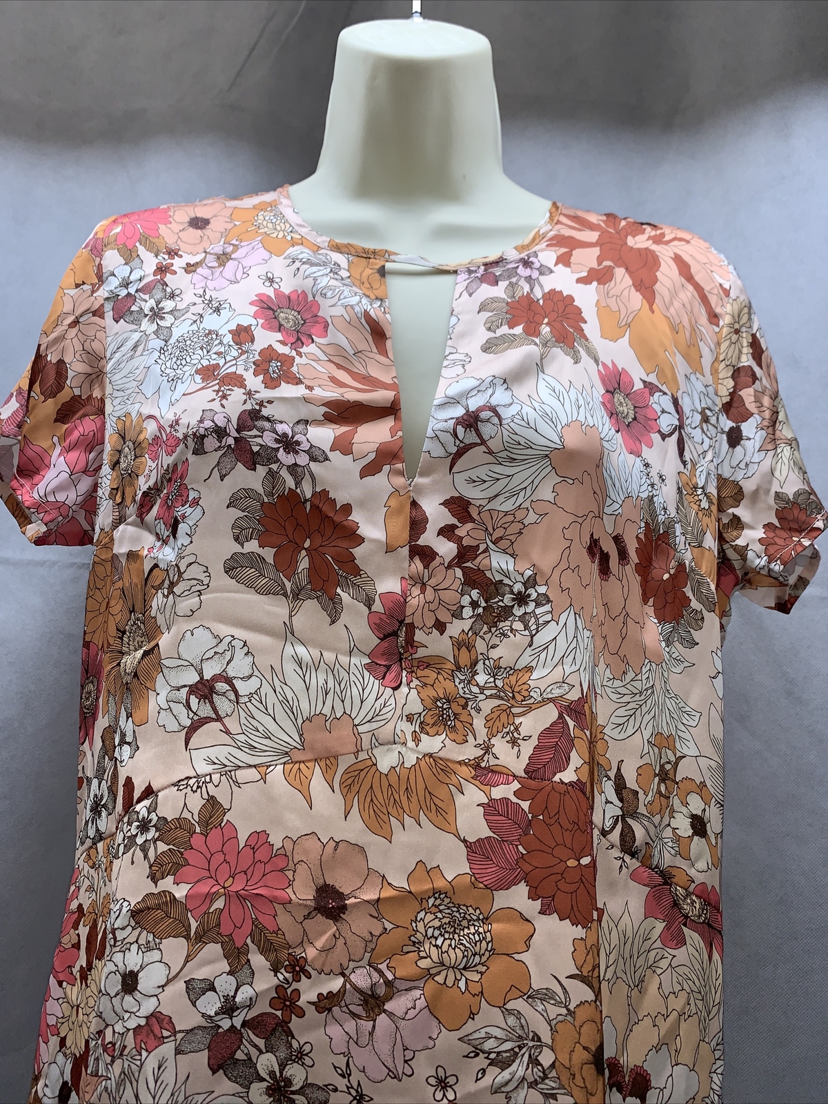 Daisy Drive Floral Trapeze Pullover Dress Womans Size L Autumn Fall KG