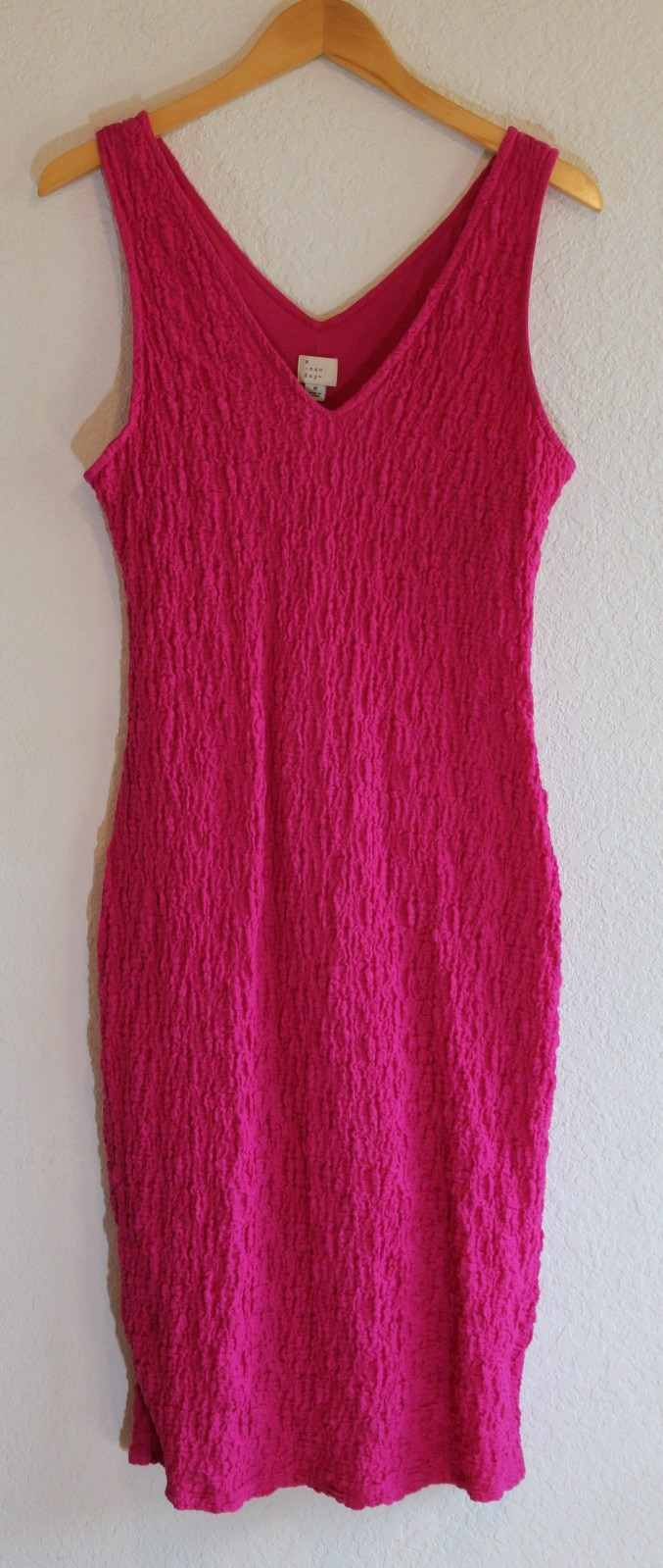 A New Day pink v-neck dress Size M lined sleeveless cotton blend Summer stretchy