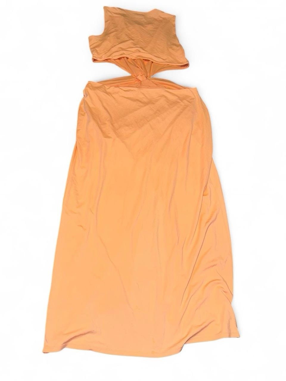 Express Peachy Orange Maxi Dress with Cut Outs in Front & Back, NWT Size XL
