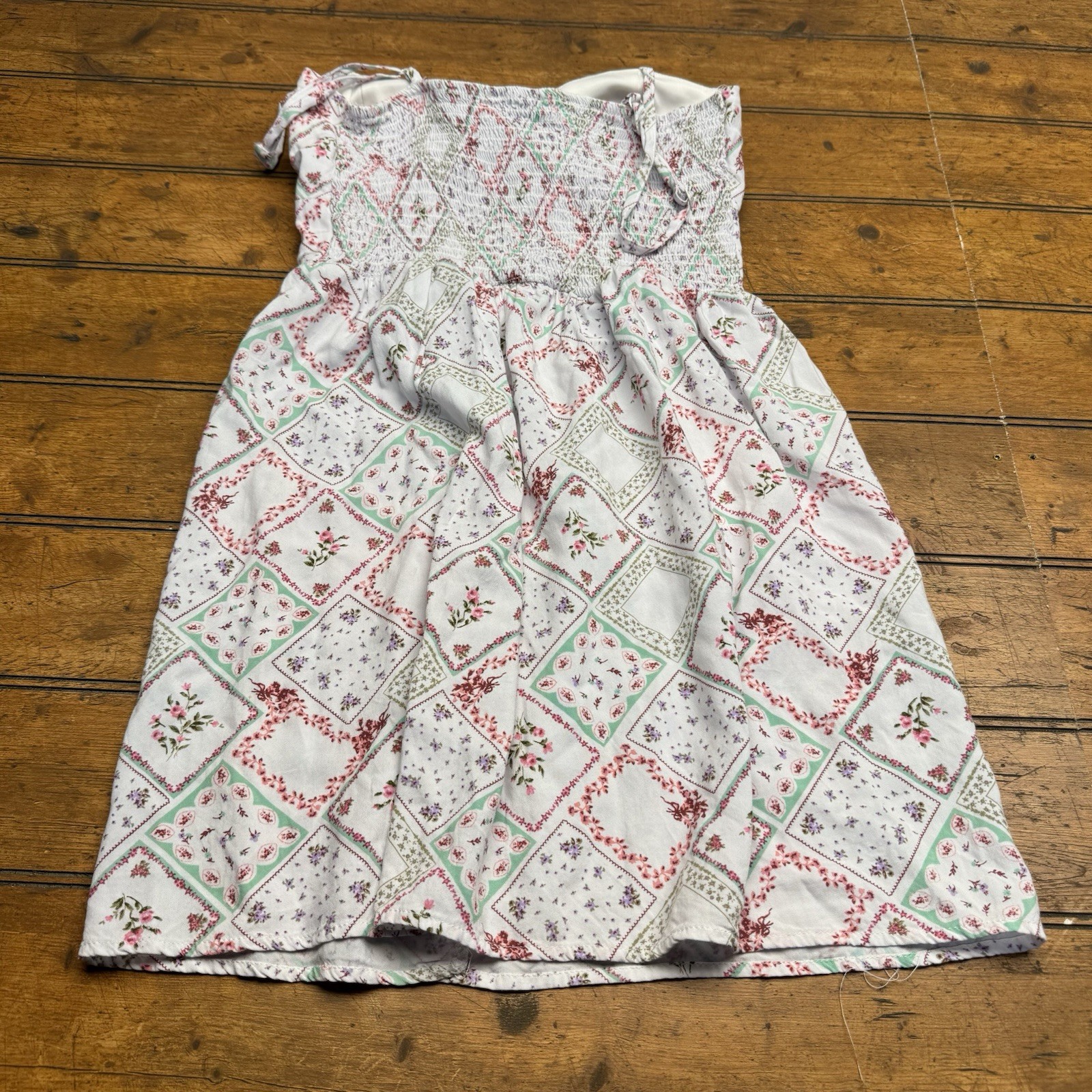 AUW Mini Sundress Medium Adjustable Straps Elastic Pullover Spring Back 2 School