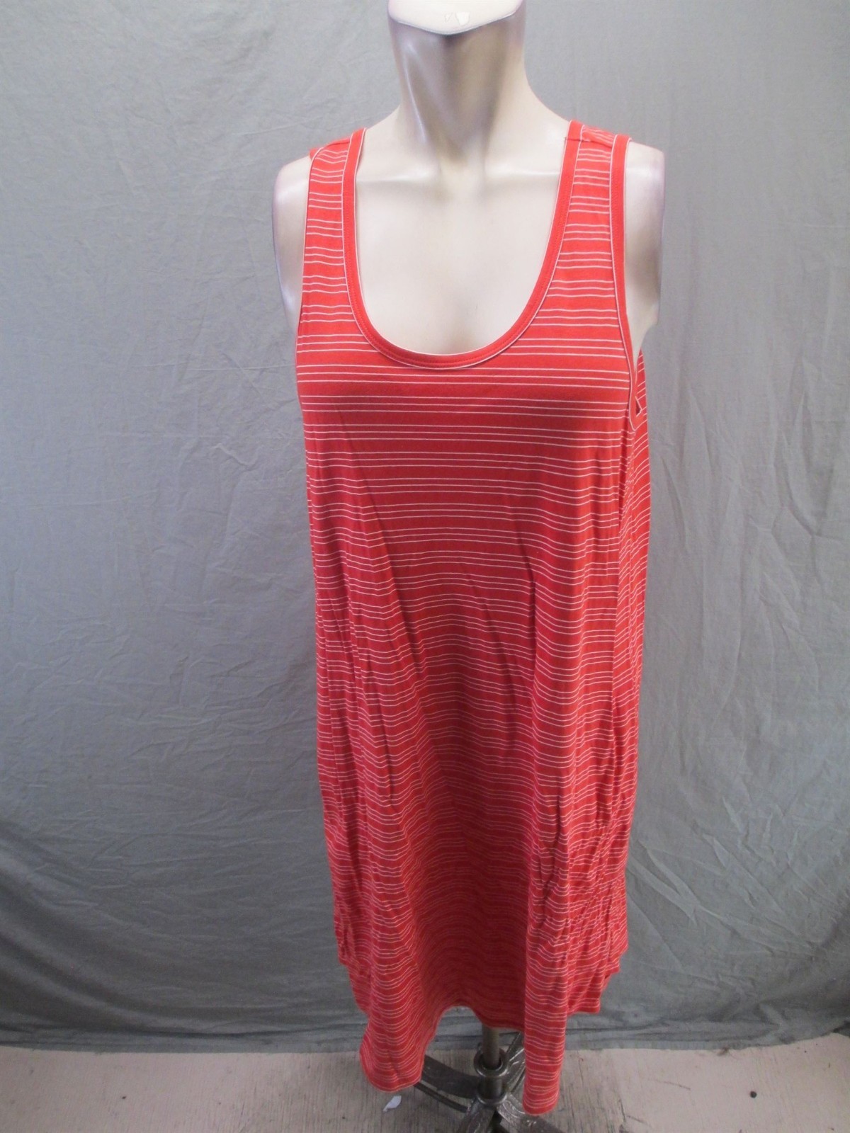 NWT Nau Size L Womens Red Striped Organic Cotton Blend Comfy Tank Dress 117