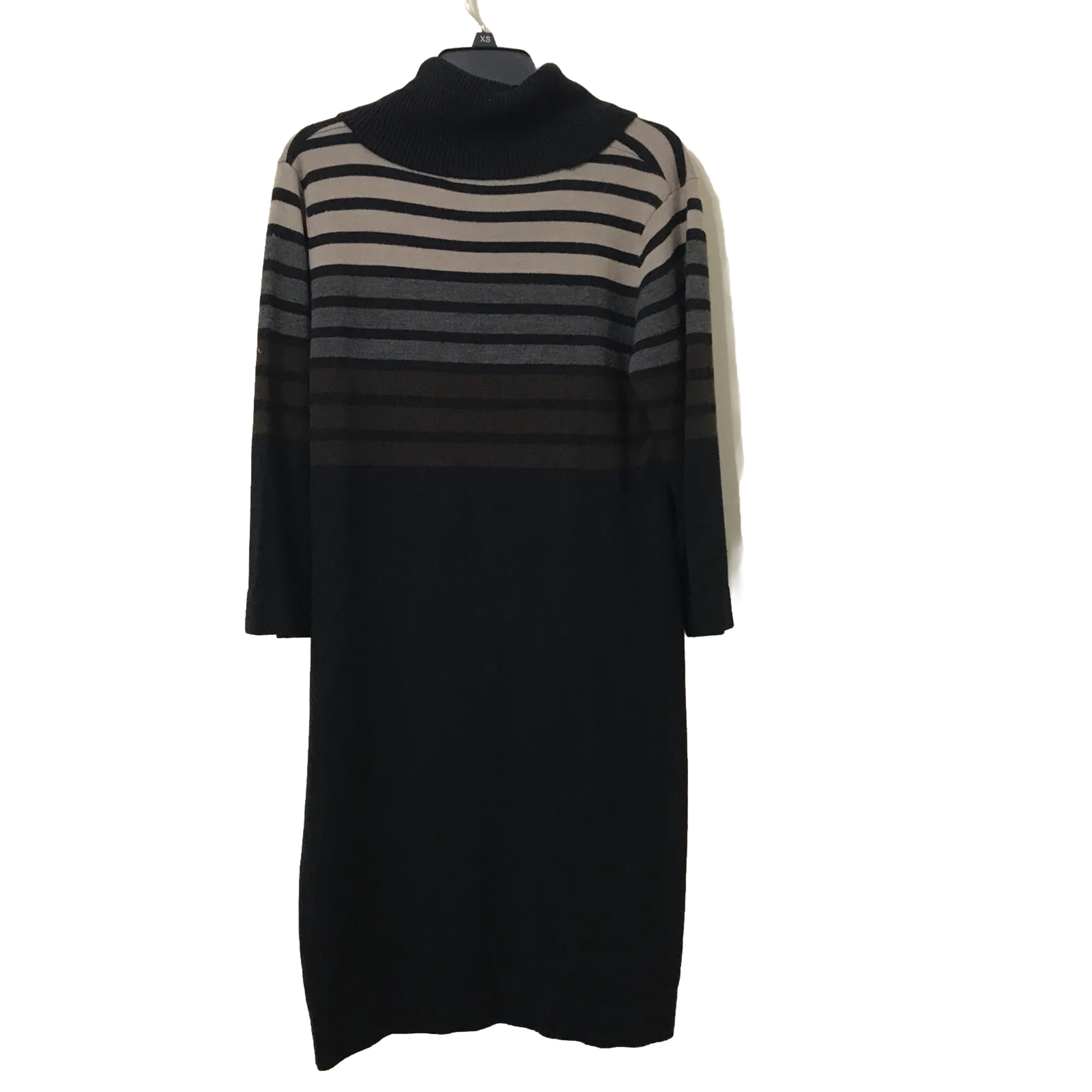 Connected Apparel Black/Multicolor Knit Dress Size XL 3/4 sleeve collared