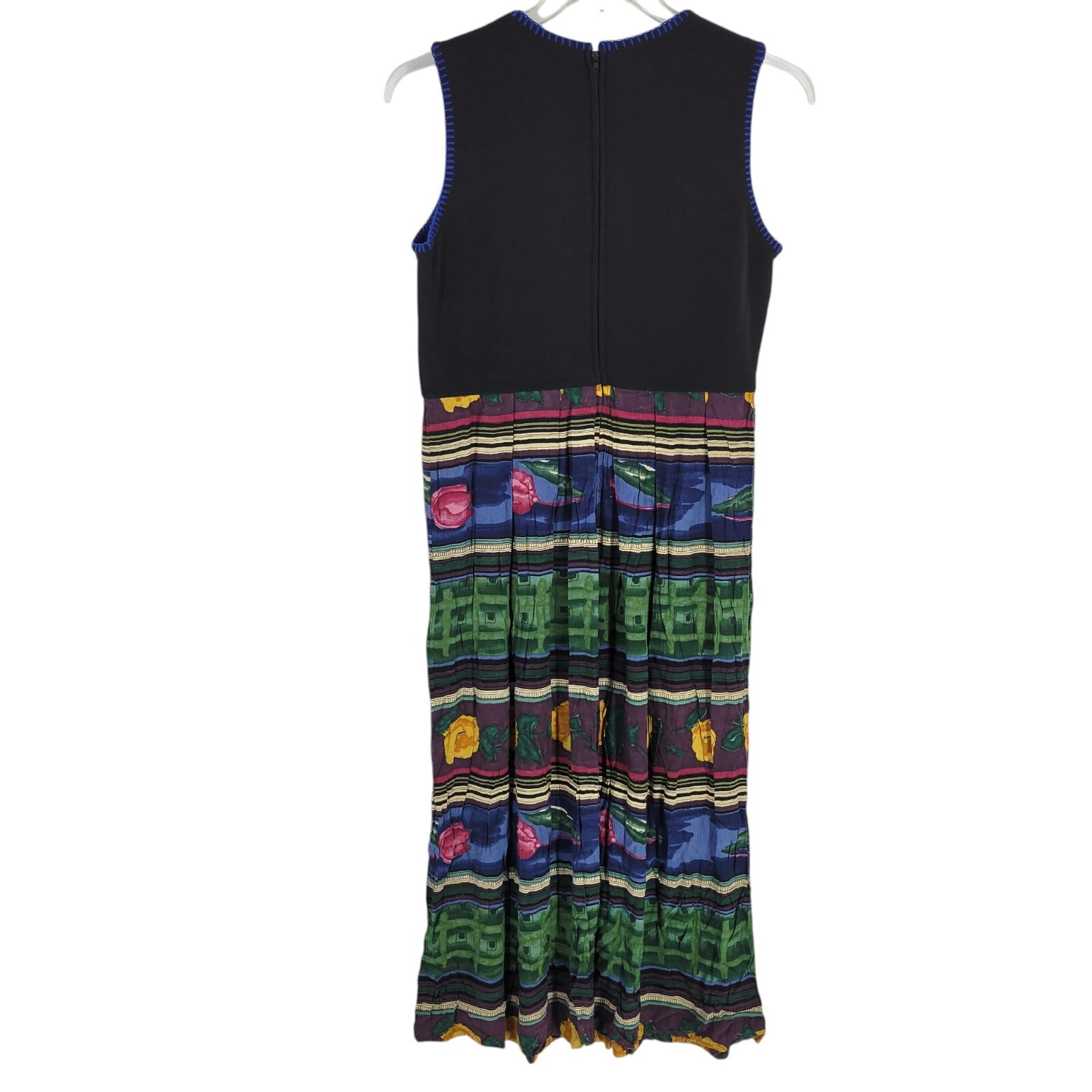VTG Karin Stevens Multicolor Floral Midi Dress 12 Boho artsy dark cottagecore