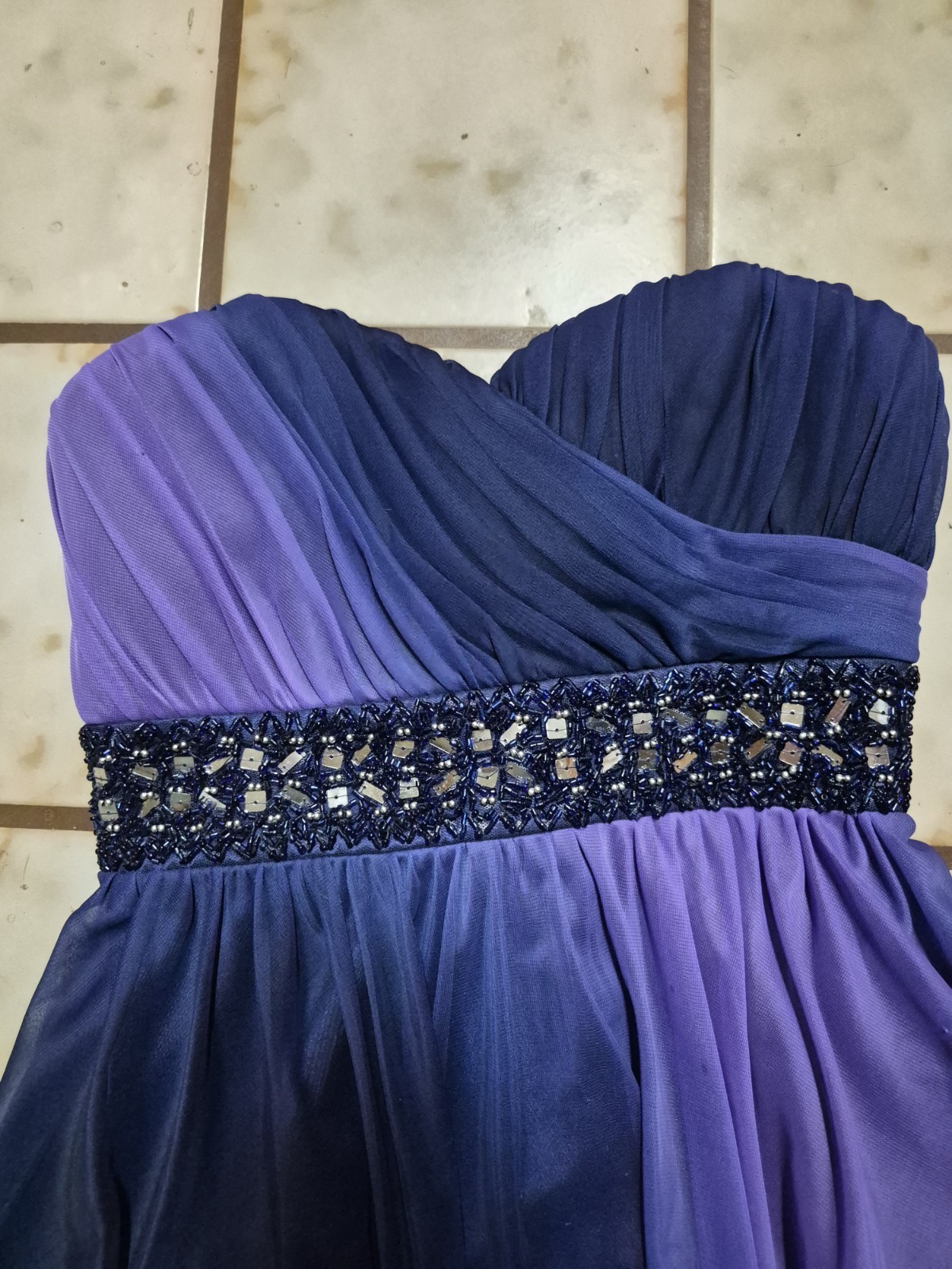 Sequin Hearts Dress Juniors Size 5 Purple & Blue Strapless Party Dance Prom