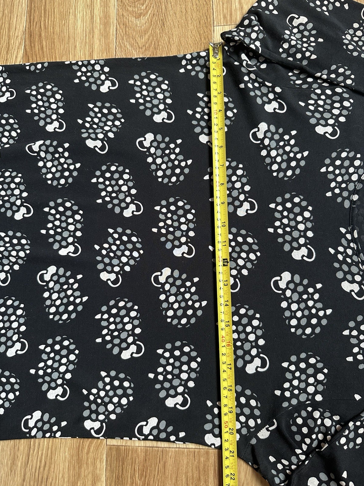 Aarikka Finland Black Sheep Print Long Sleeve Maxi Dress Cotton Modal M Excellen