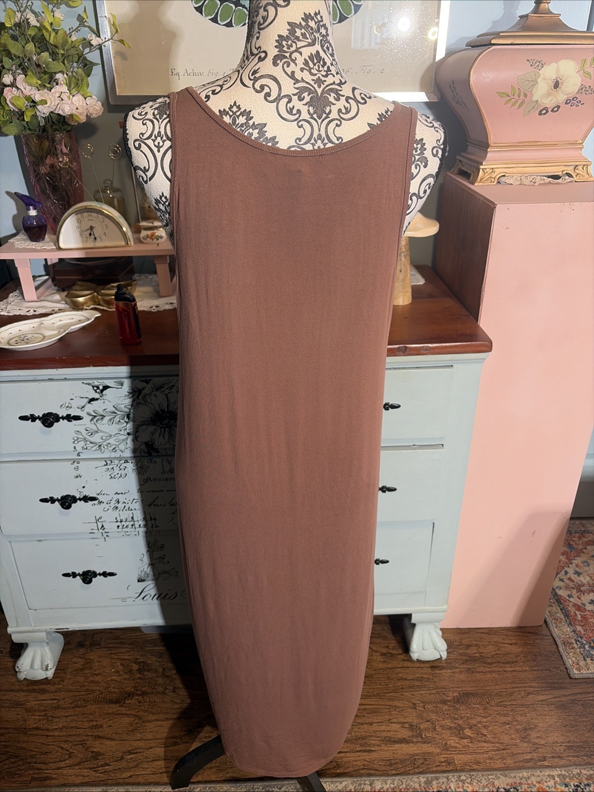 Philosophy Sleeveless Brown Maxi Dress Med minimalist, beach, vacation, Fall