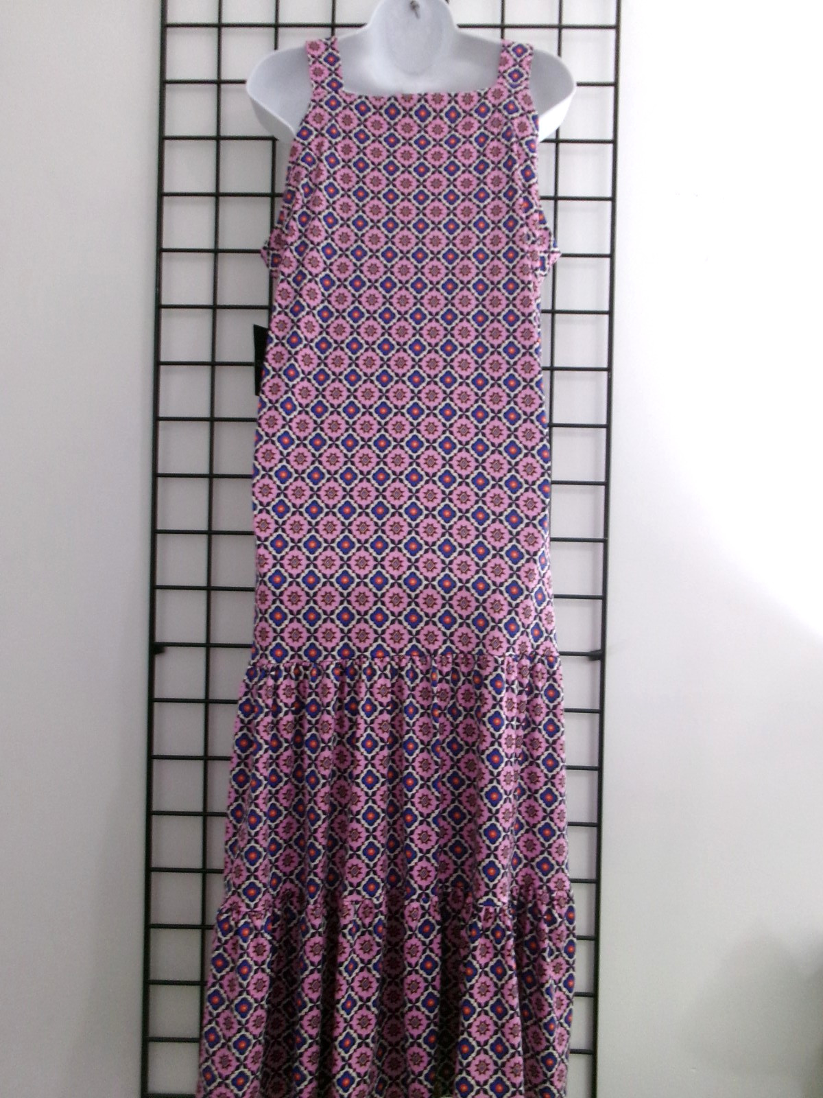 “NEW” CUDDLE DUDS 🌸 SIZE LARGE==PINK & BLUE PRINT / STRETCH KNIT / MAXI DRESS