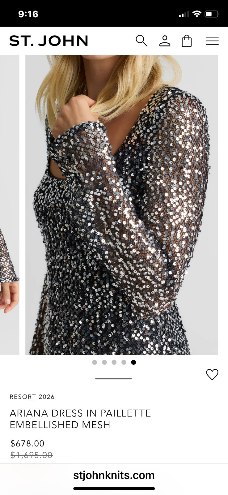 St. John Ariana Dress With Pailettes, Size 4