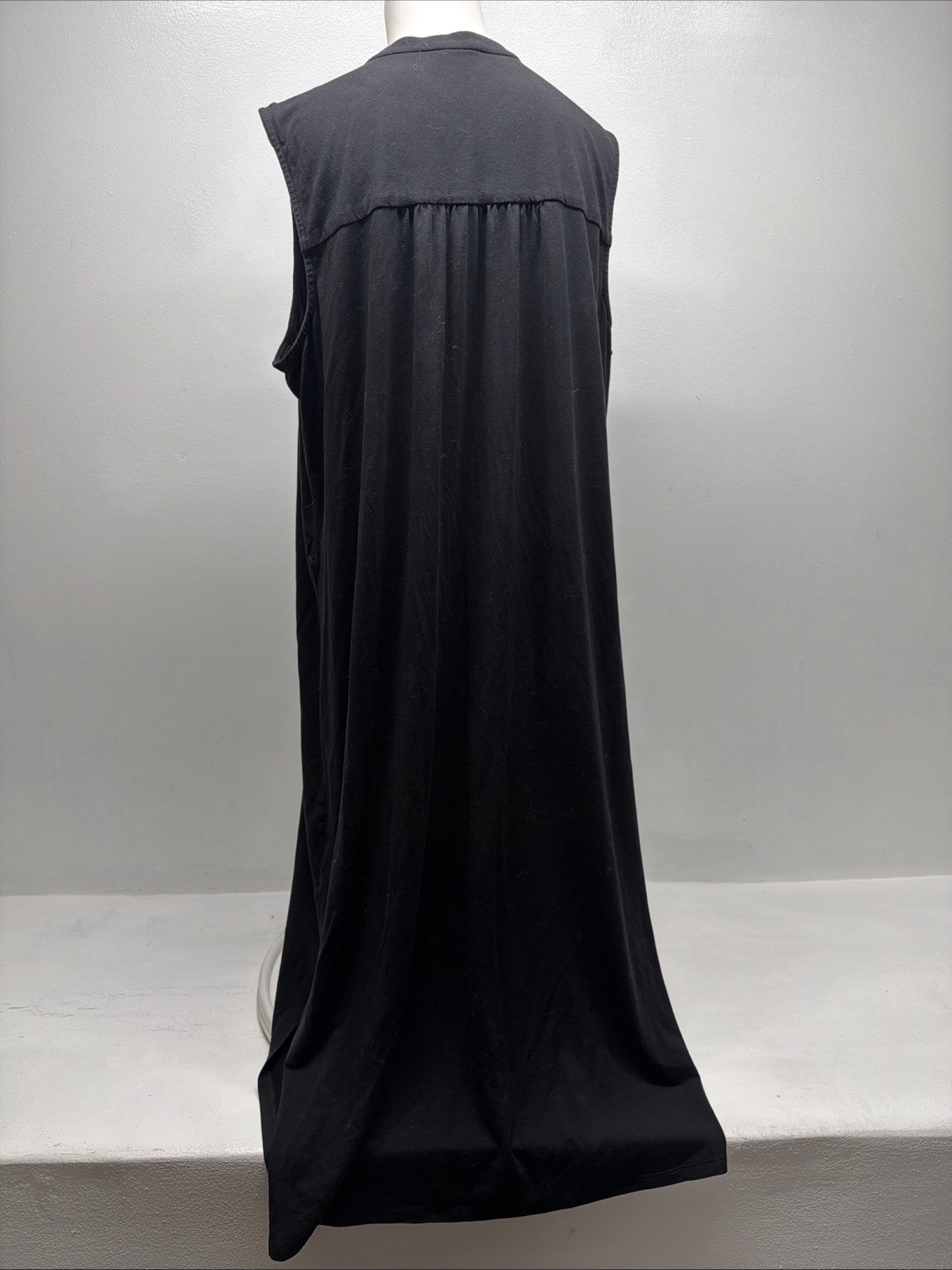 Eileen Fisher Shirt Dress Midi Button Up Sleeveless Lightweight Black Size XL