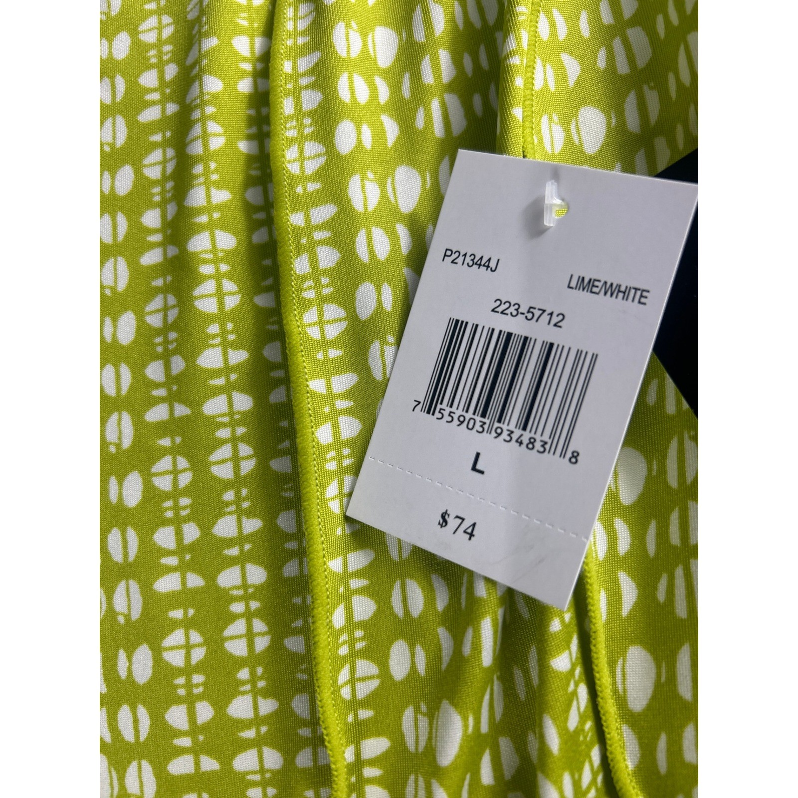 Perceptions New York Lime Geometric Sleeveless Maxi Dress Large P21344J NWT