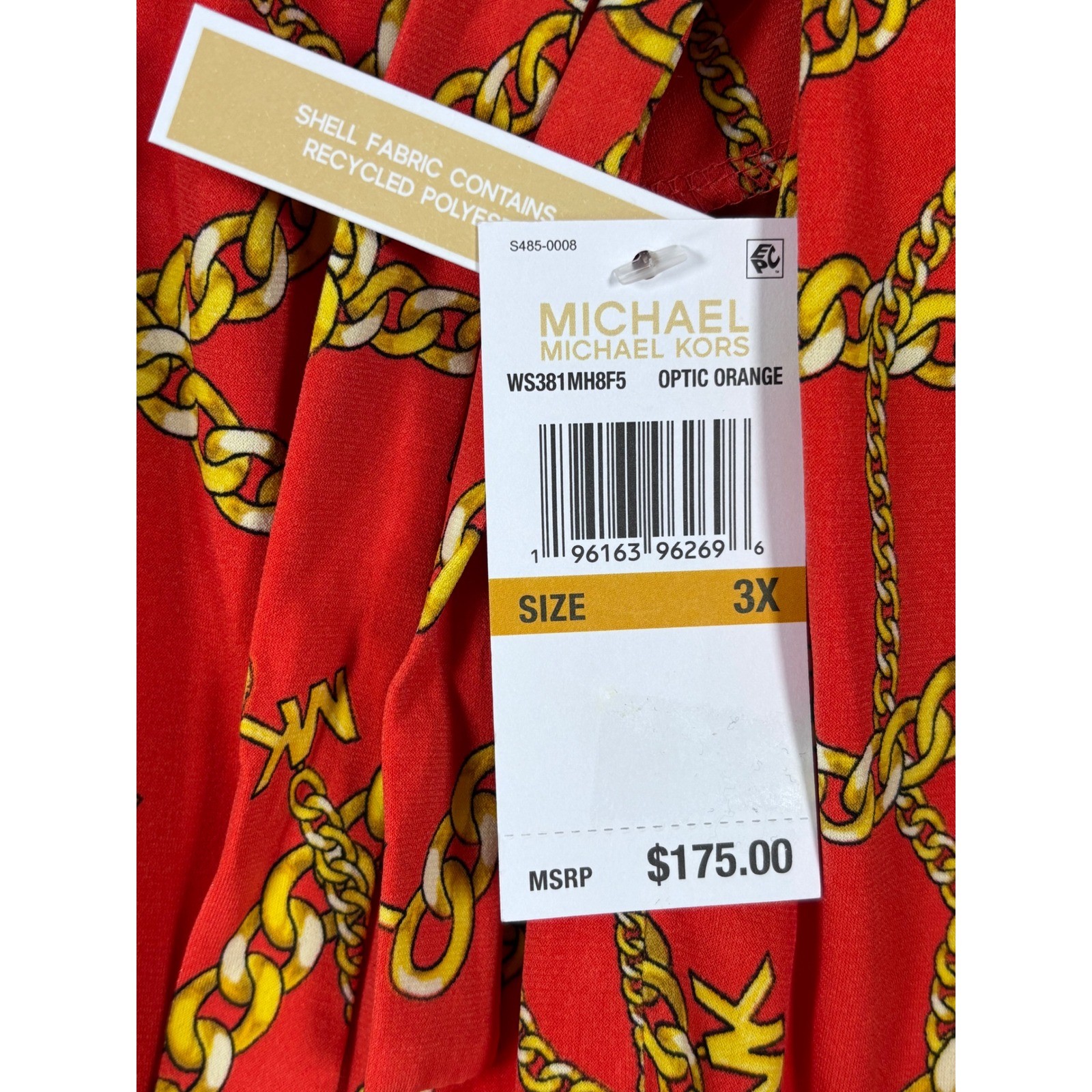 Michael Kors Red Gold Chain Link Halter Neck Maxi Dress Plus Size 3X NWT