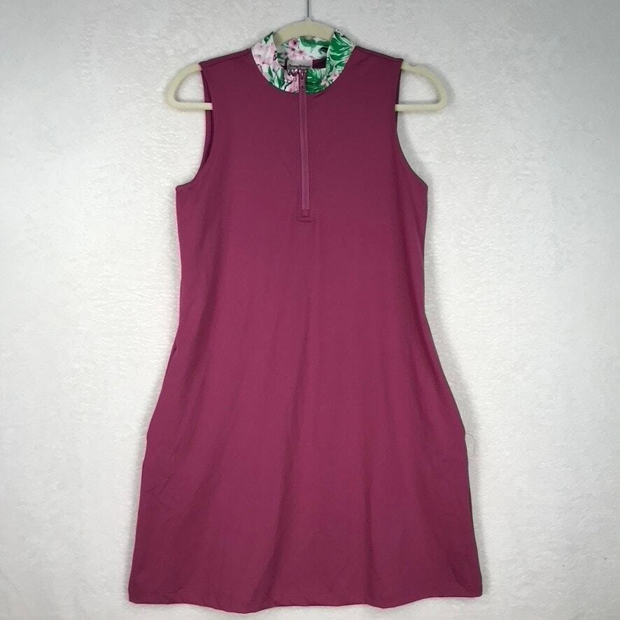 Tommy Bahama Activewear Dress Small Pockets Golf Tennis Prep Tropical 1/4 Zip **