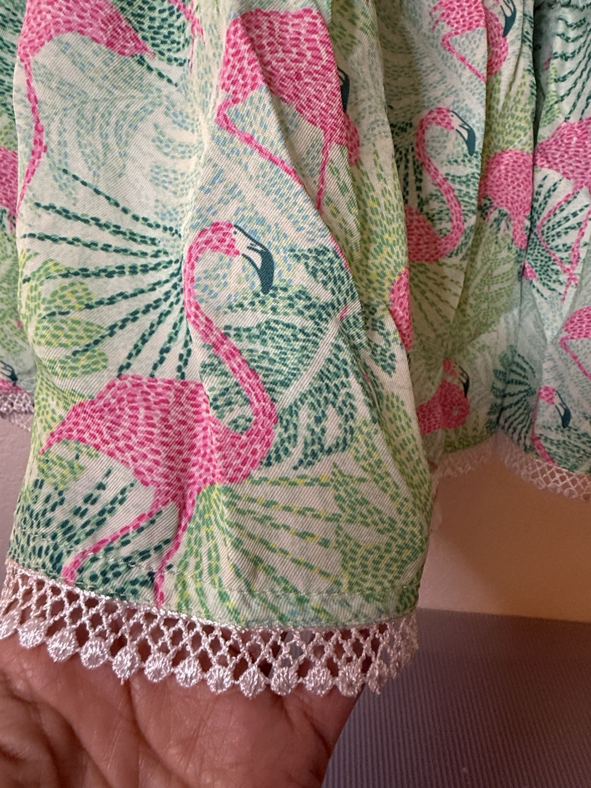 Kenny Flowers The Sunshine State Tunic Dress Flamingo Green/Pink Size S