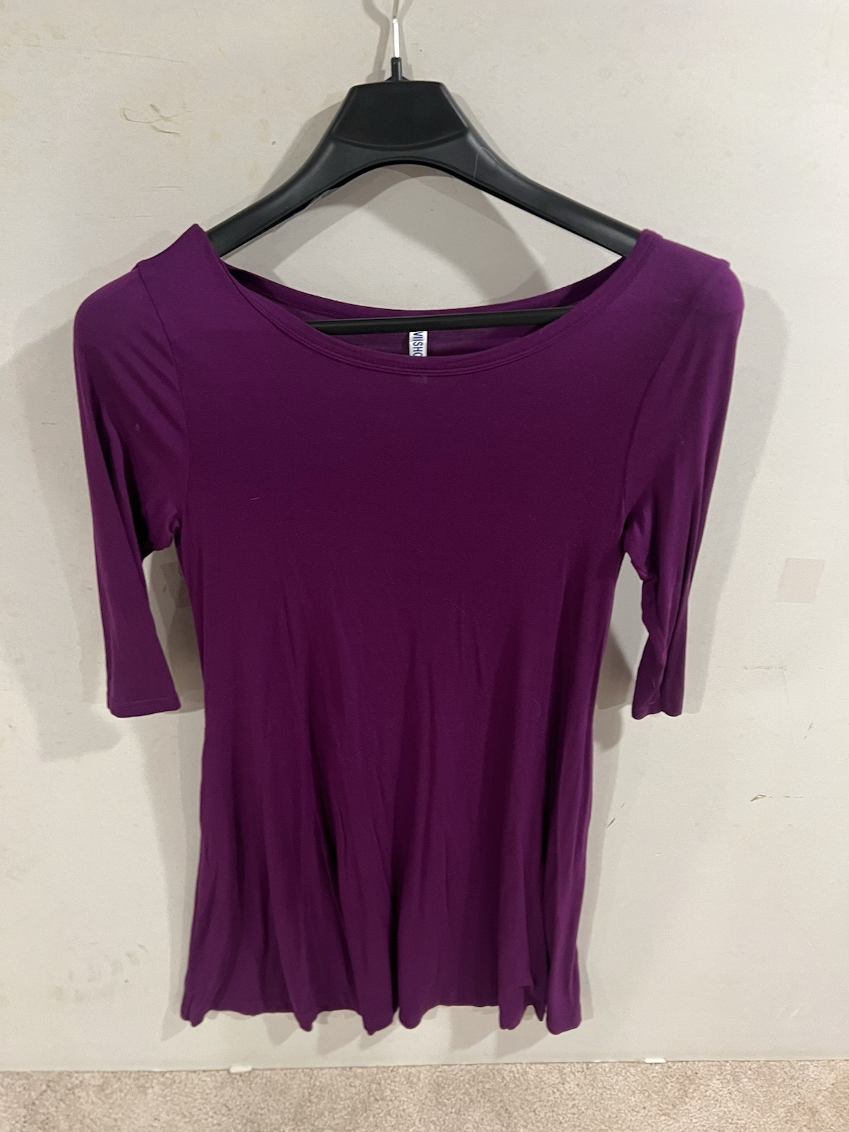 VIISHOW purple pull on dress , 3/4 sleeve Rayon&Spandex, size M