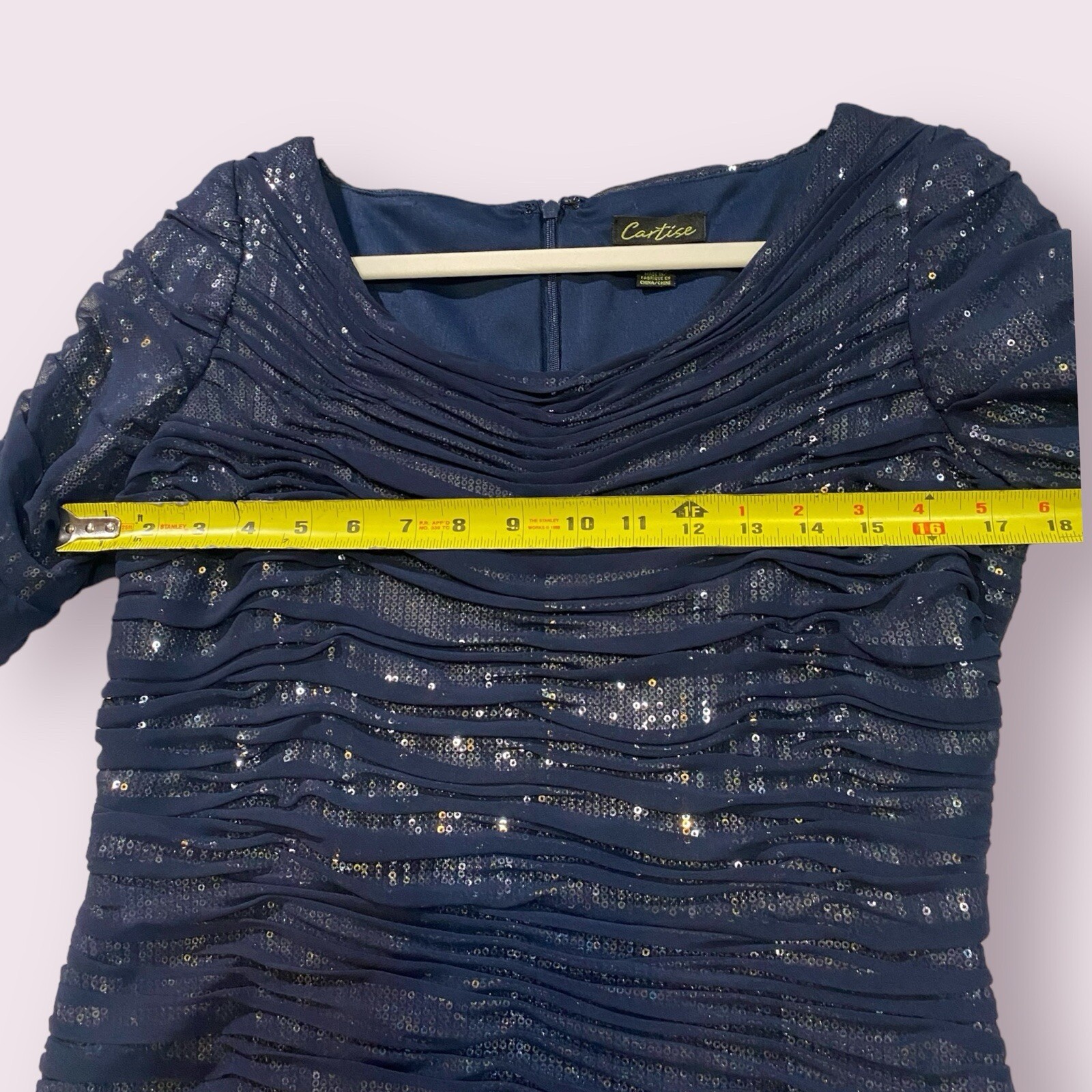 Cartise Womens Ruched Sequin Dress Size 6 Formal Event Holiday Party $250