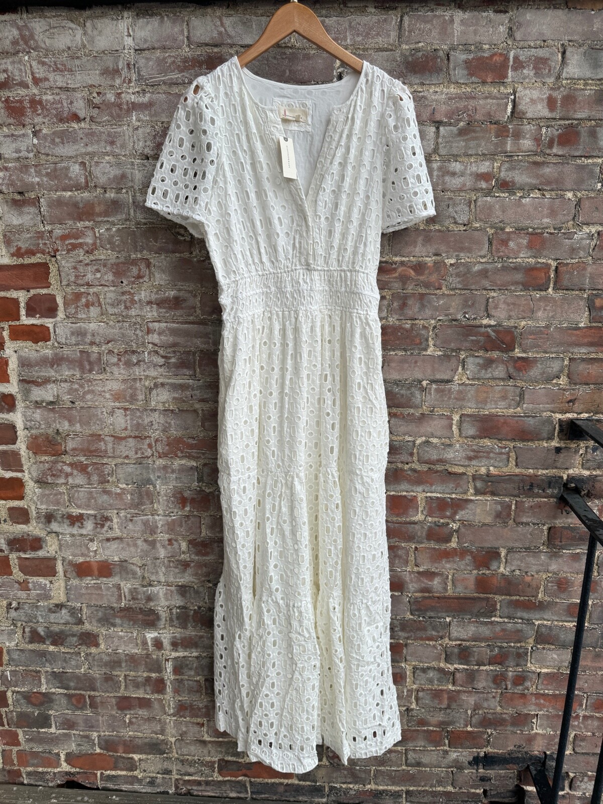 NWT Anthropologie Somerset Maxi Dress Eyelet Brown White Blue Yellow Pink