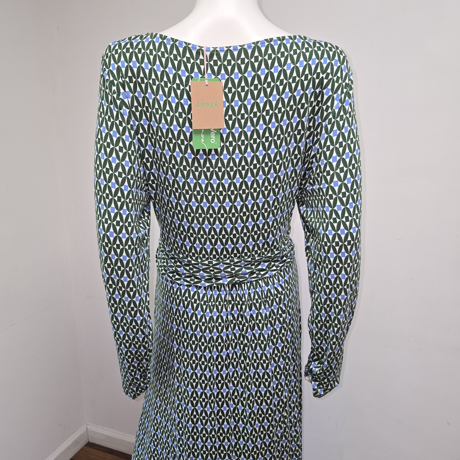 Boden Amelie Jersey Knit Printed Dress Size 16/18R UK20 Pockets Stretch L/S NWT