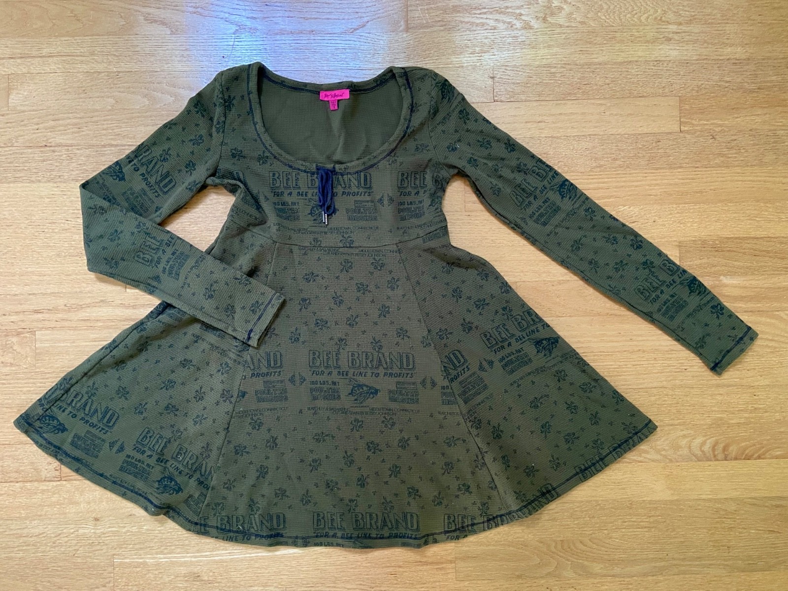 FREE SHIP! So RARE!!! Vintage BETSEY JOHNSON ‘Bee Brand’ Waffle Knit Dress, M!