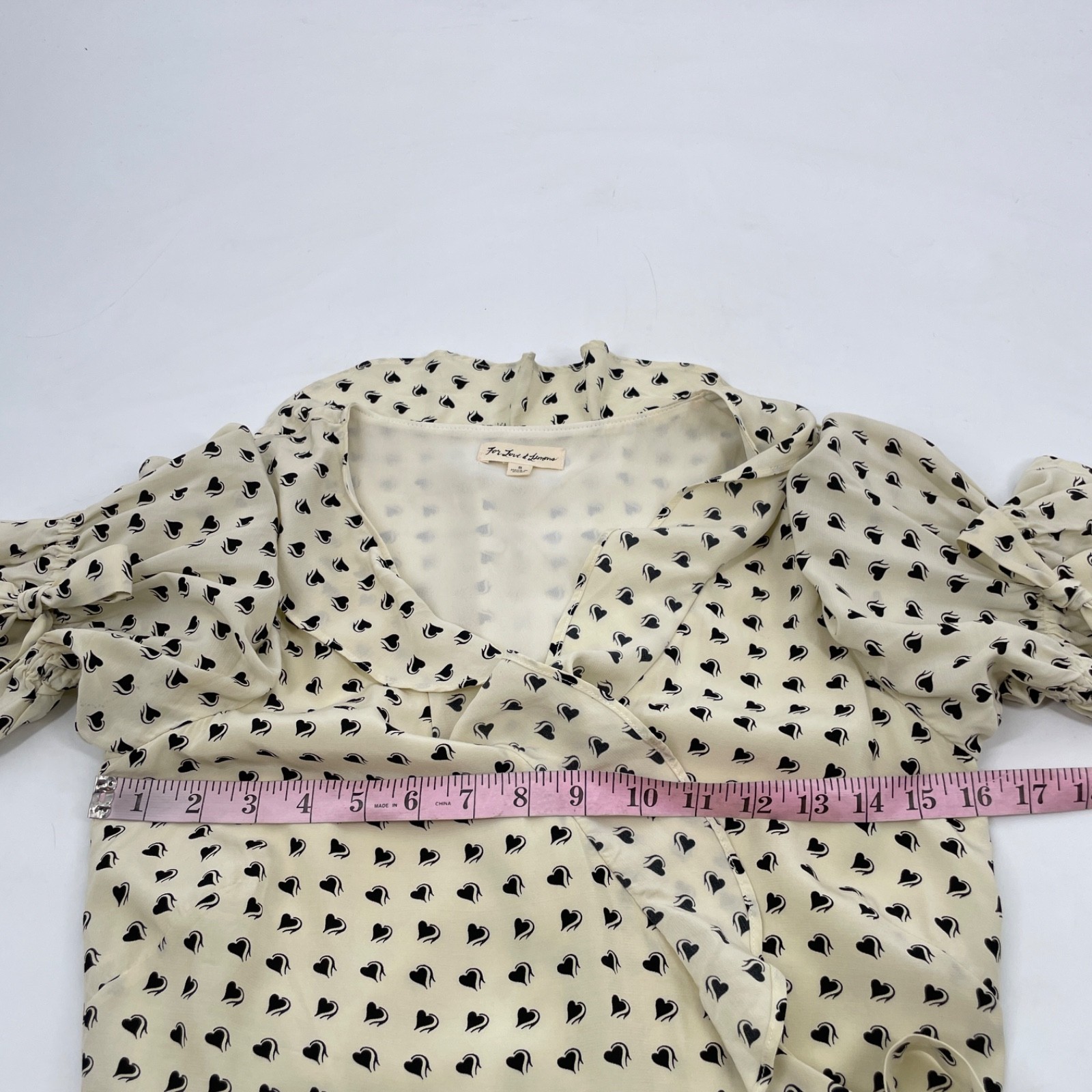 For Love and Lemons womens size S Sweetheart Wrap Mini Dress in Creme Hearts