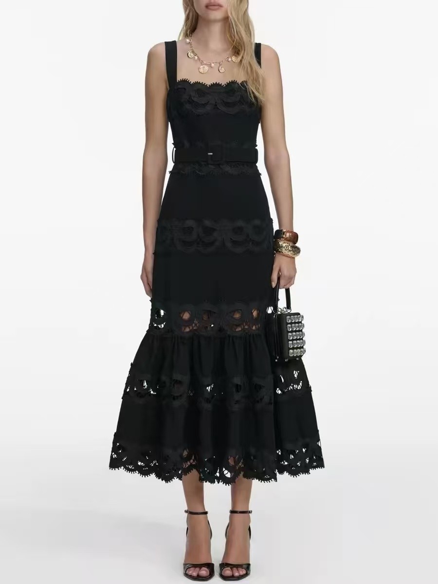 Self-Portrait Summer French Hepburn style lace camisole dress