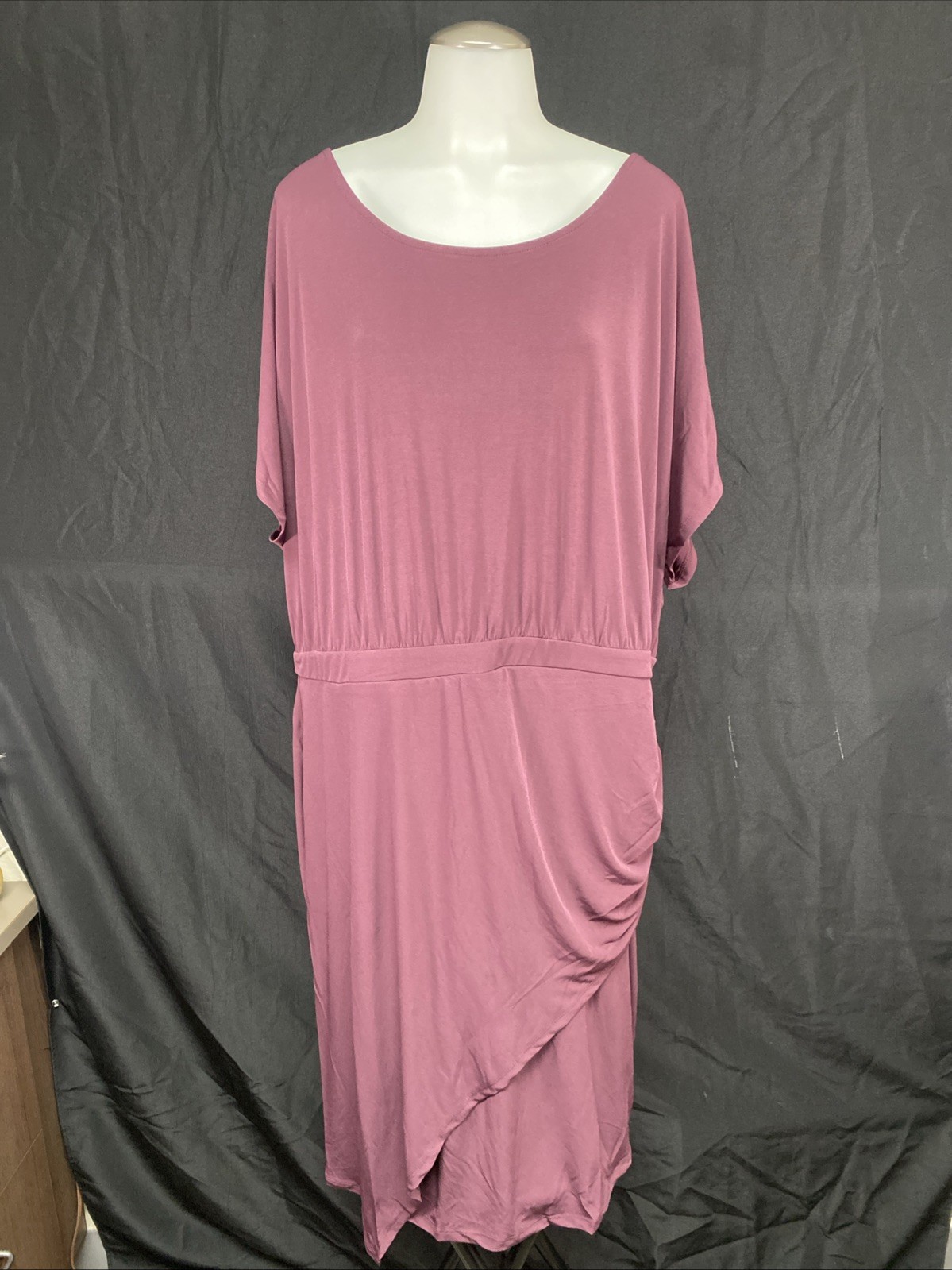 NWT Torrid At The Knee Studio Knit Faux Wrap Dress Berry/Plum Size 3