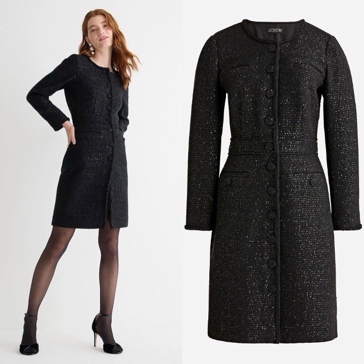 NWT $298 J.Crew Lady Jacket Dress in Sequin Tweed Size 2 Preppy Classic Holiday