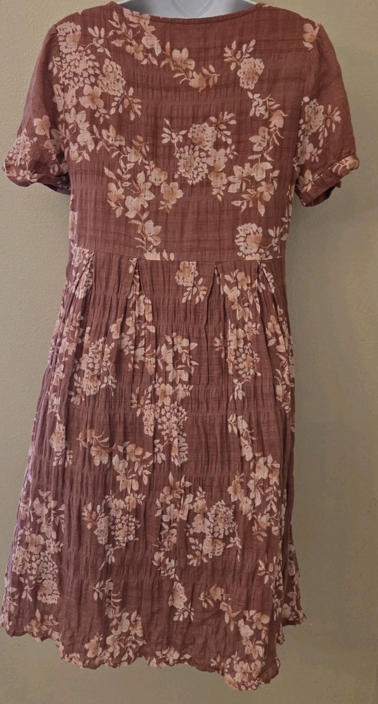 Orange Creek Dress Small Cottagecore Pockets Dusty Rose 100% Cotton Lining