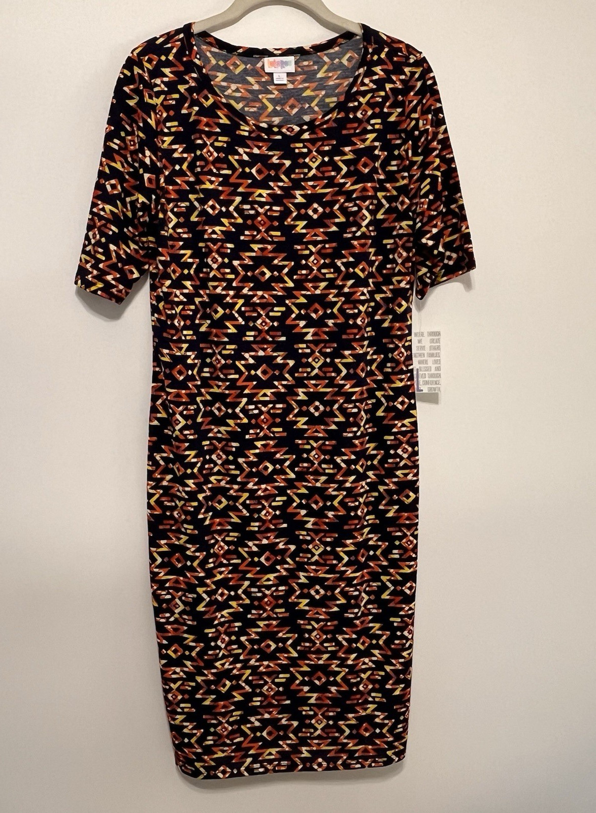 LuLaRoe Women’s Julia Tribal Aztec Print Multicolor Dress Size Large (12-14) NWT