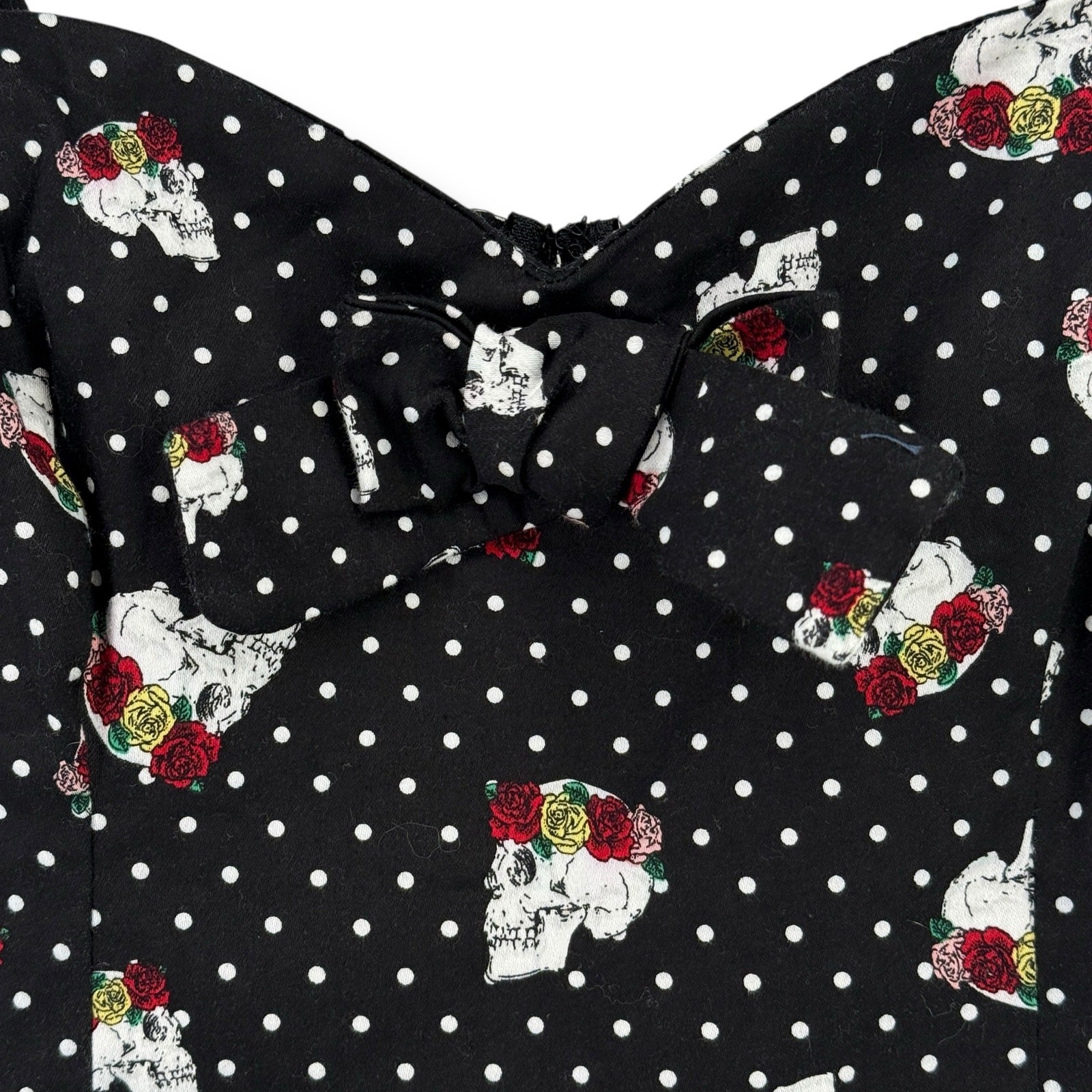 Hot Topic Skull Flower Polka Dot Mini Dress Size Small Punk Goth Halloween