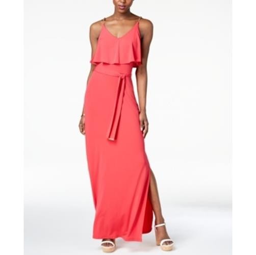 MICHAEL Michael Kors Gold Chain Straps Sleeveless Flutter Bodice Maxi Dress, XS