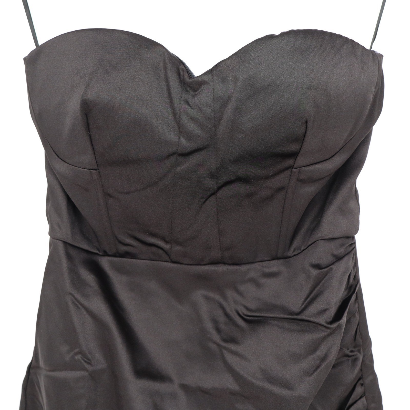 Naked Wardrobe The Statement Black Satin Ruched Mini Dress XS