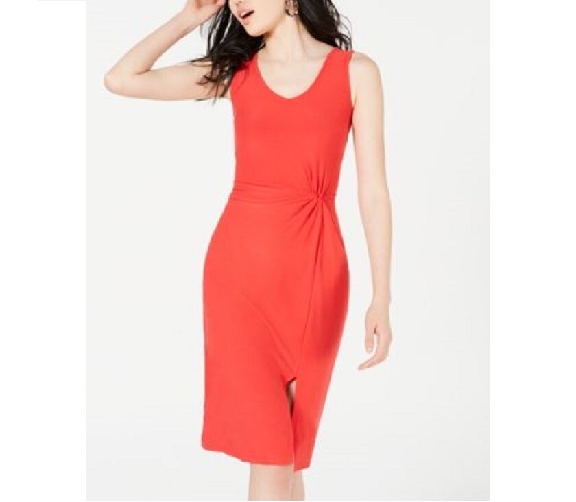 Ultra Flirt Junior Womens M Lollipop Red Sleeveless Knot Front Midi Dress NWT