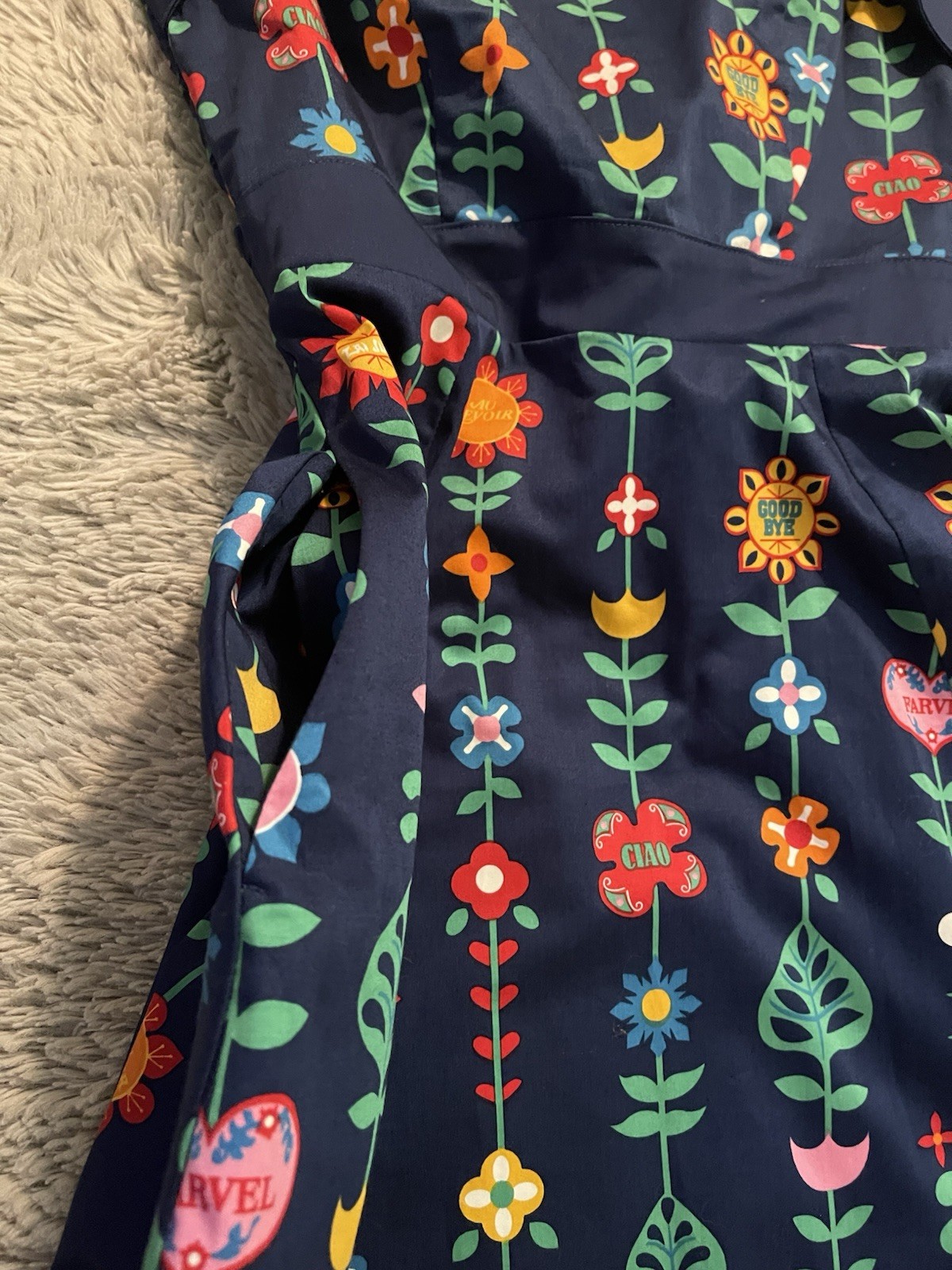 Disney Parks Authentic It’s a Small World “Goodbye” Floral Flared Tea Dress XS