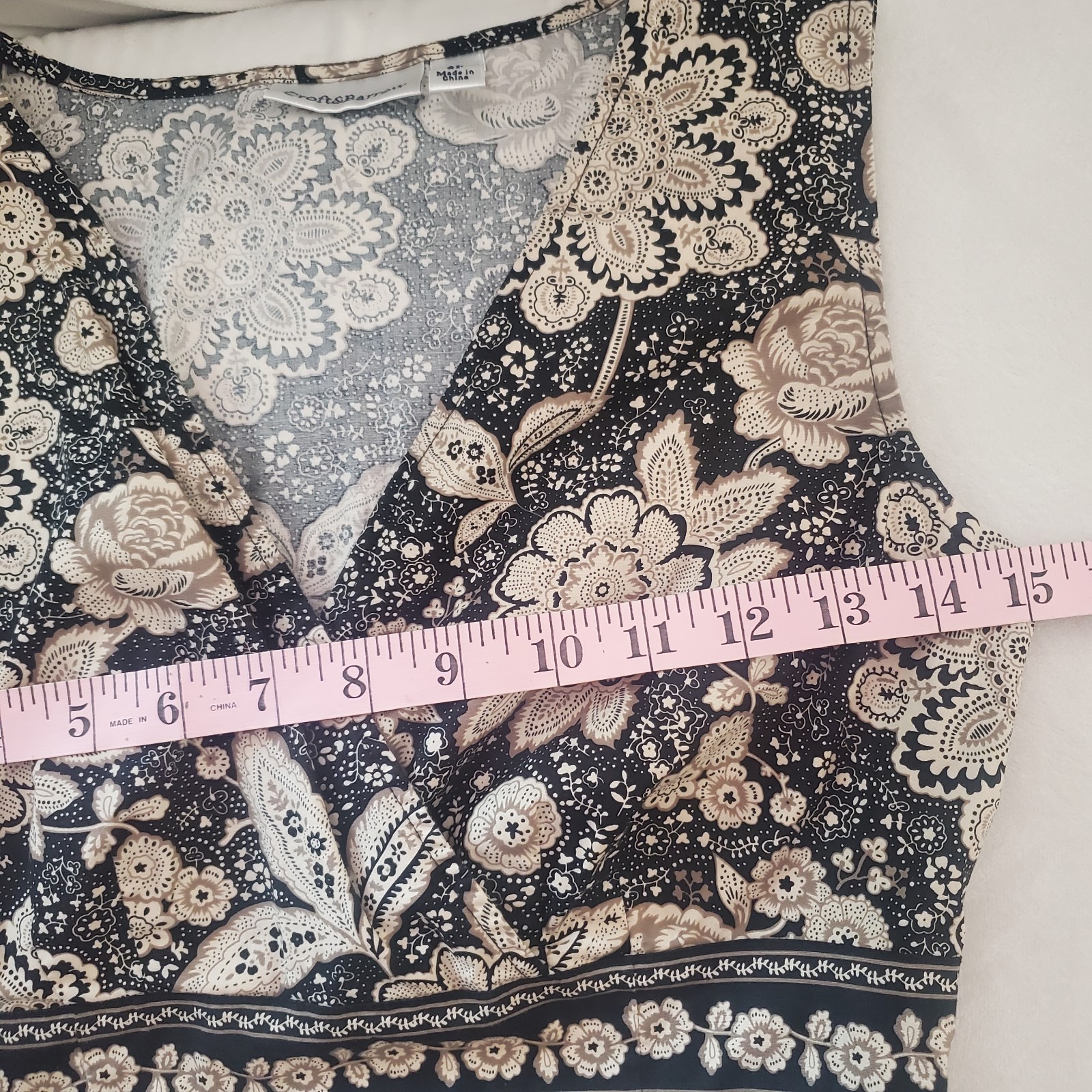Croft & Barrow Black Brown & Beige Floral Sleeveless Dress Sz 6P Resortwear