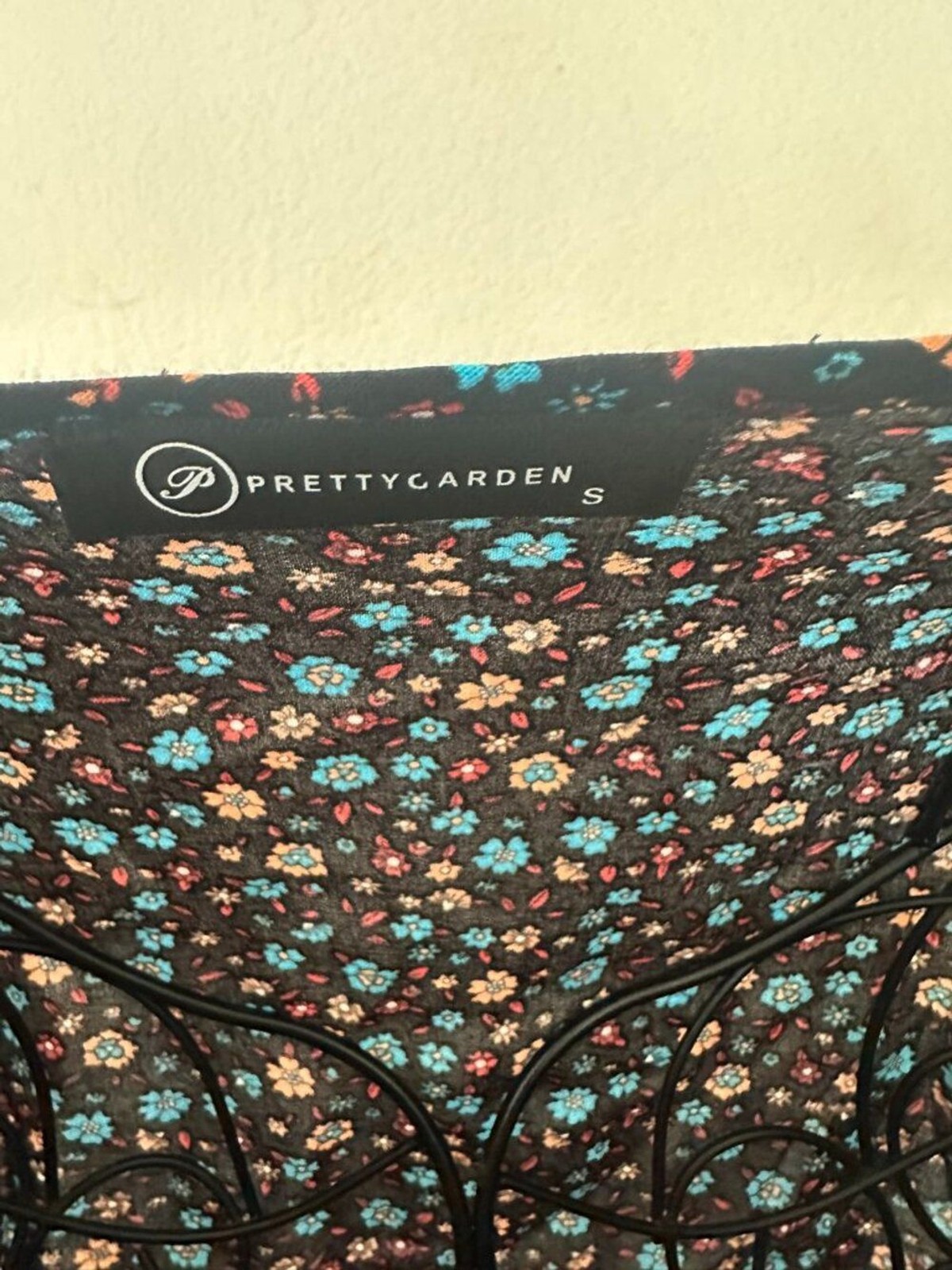 PrettyGarden Black Boho Floral Paisley Maxi Dress Size S Flutter Sleeve