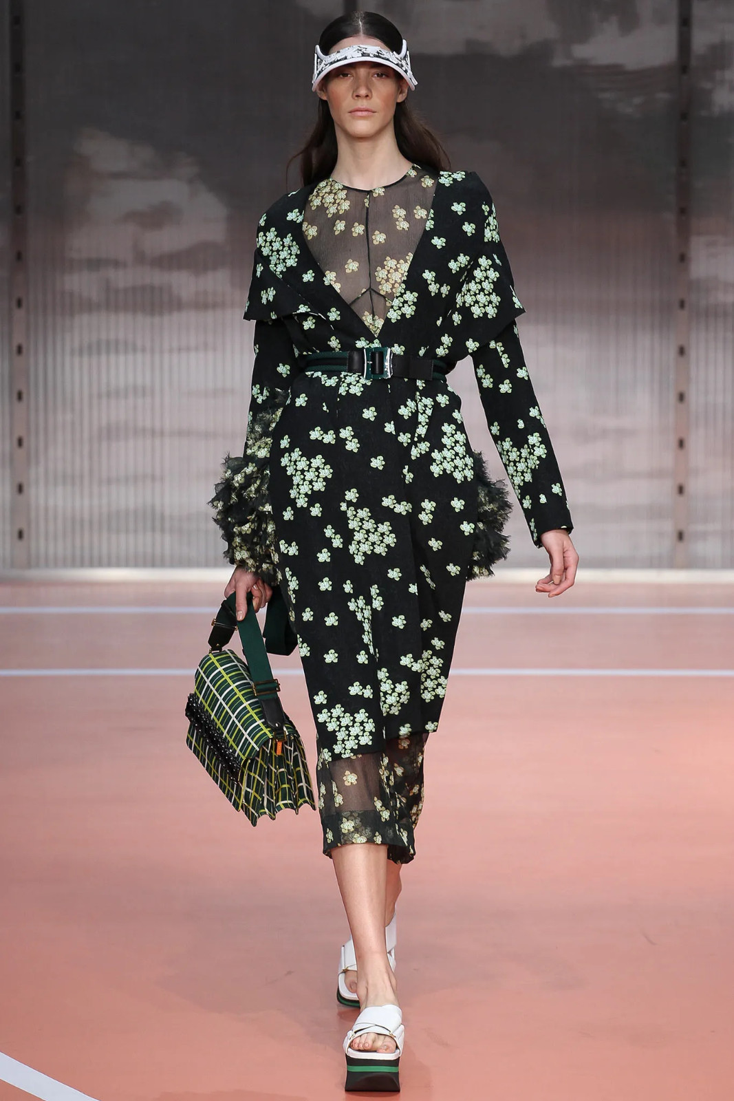 2014 MARNI Cherry Blossom Print Viscose Linen Deep V-Neck Sun Dress SIZE IT38 S