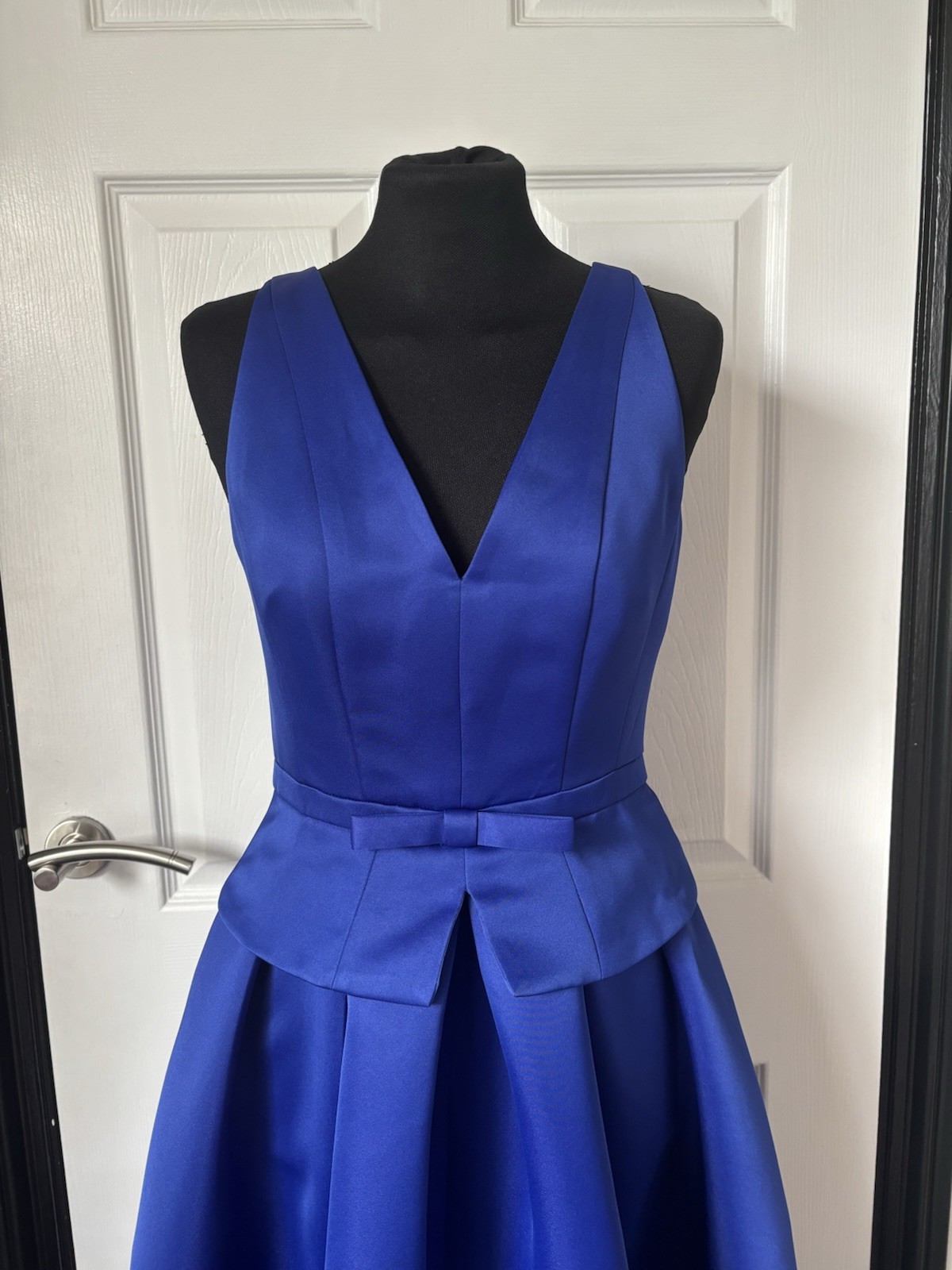 Coast Structured Satin Pleated Peplum Midi DressSize 8