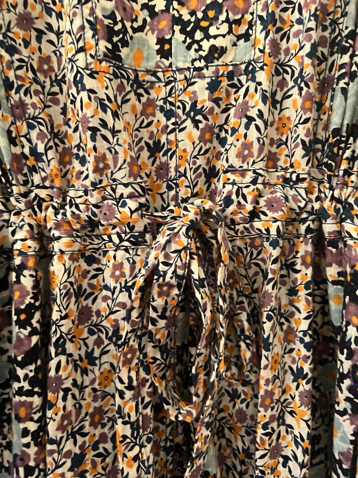 Jigsaw Multicoloured Floral Contrast Cotton Midi Shirt Dress, UK 12