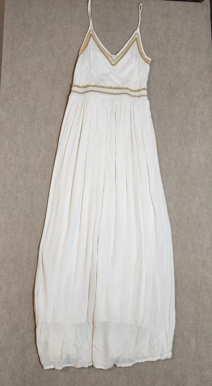 JAPNA Sleeveless Boho Maxi Dress With Beautiful Embroidered Details Women’s LG